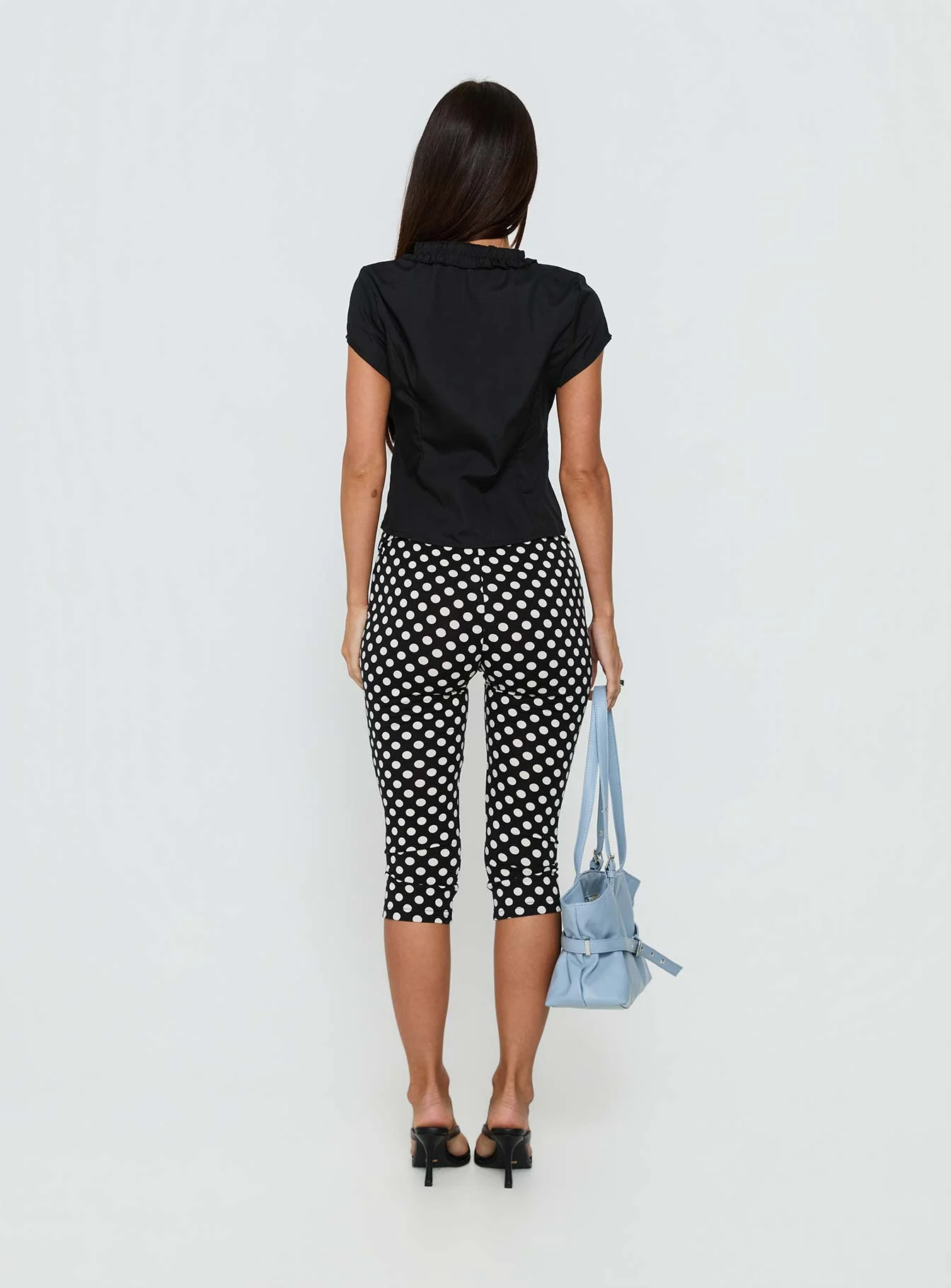 Perennial Frill Plunge Neck Top Black - Image 5