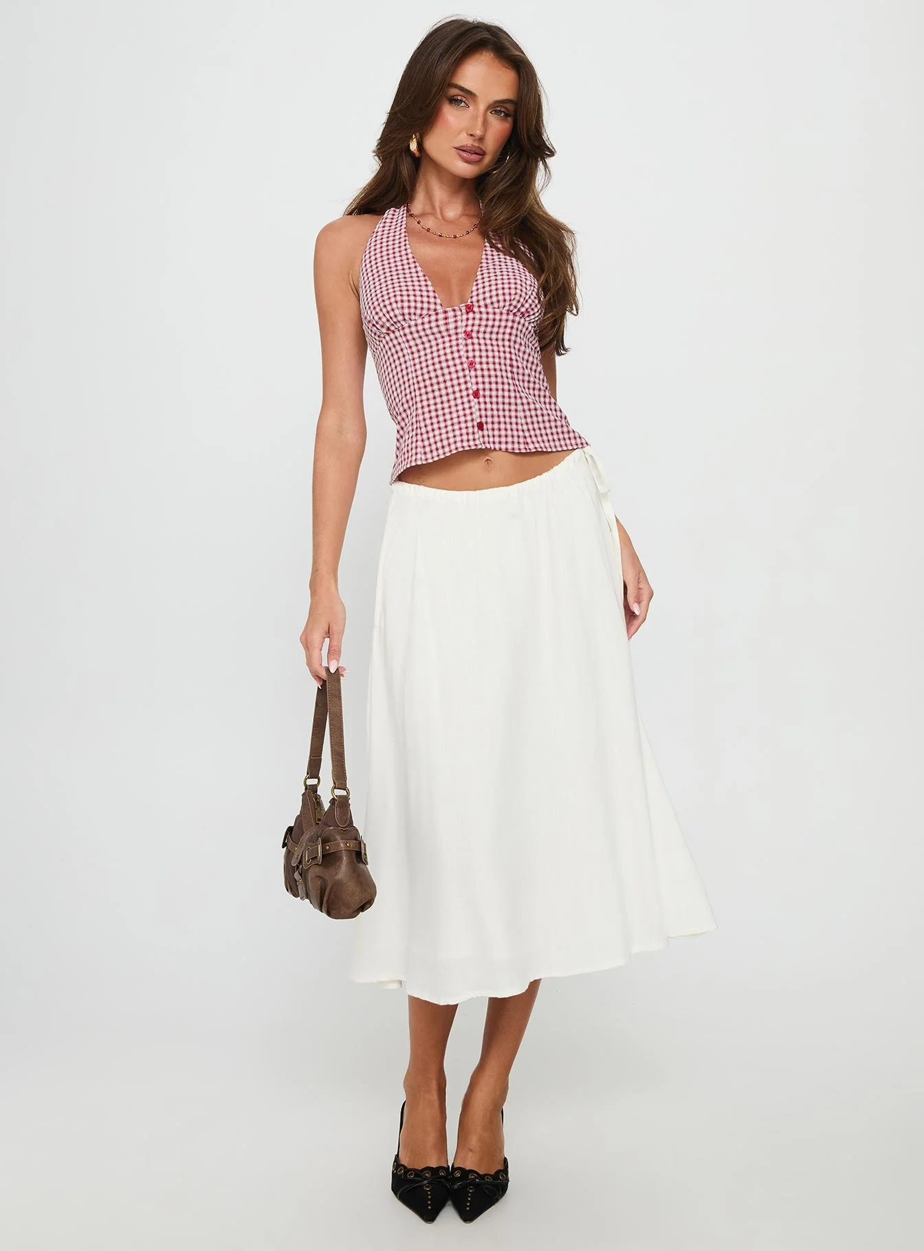 Persuasion Tie Side Midi Skirt White - Image 3