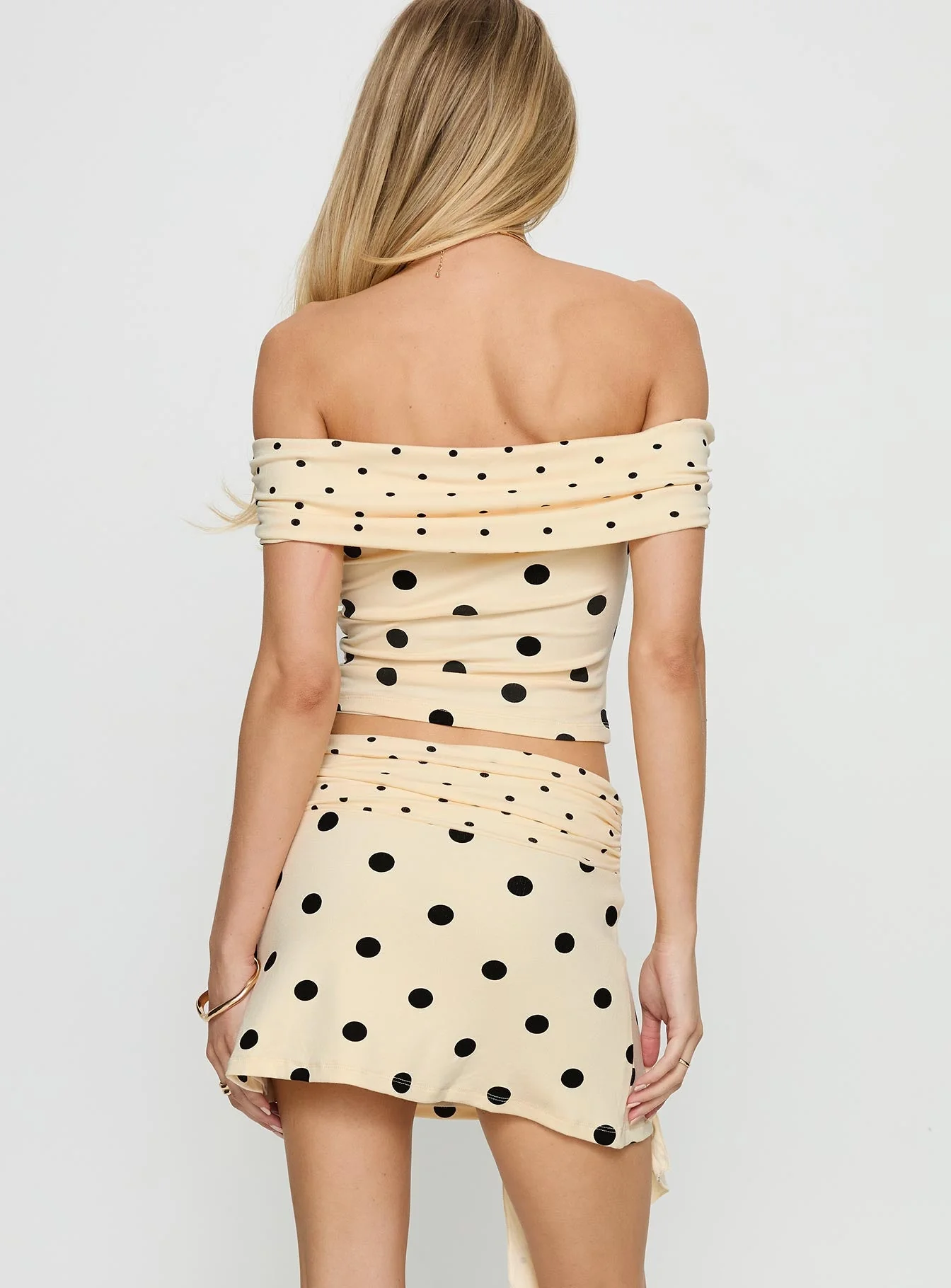 Porzia Wrap Detail Mini Skirt Cream / Polka Dot - Image 5