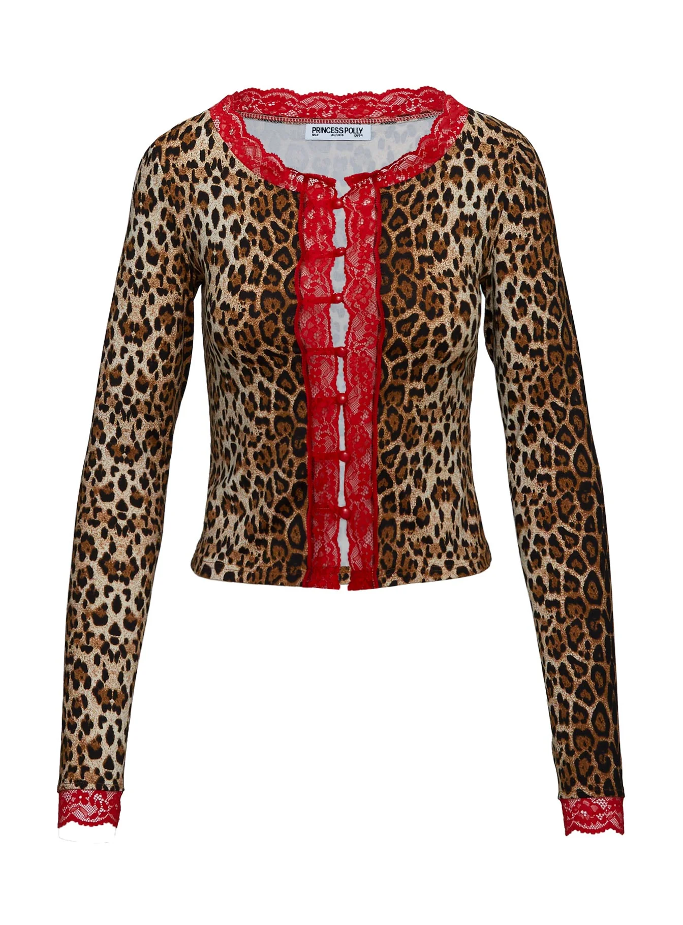 Pour It Up Long Sleeve Button Detail Top Leopard - Image 5