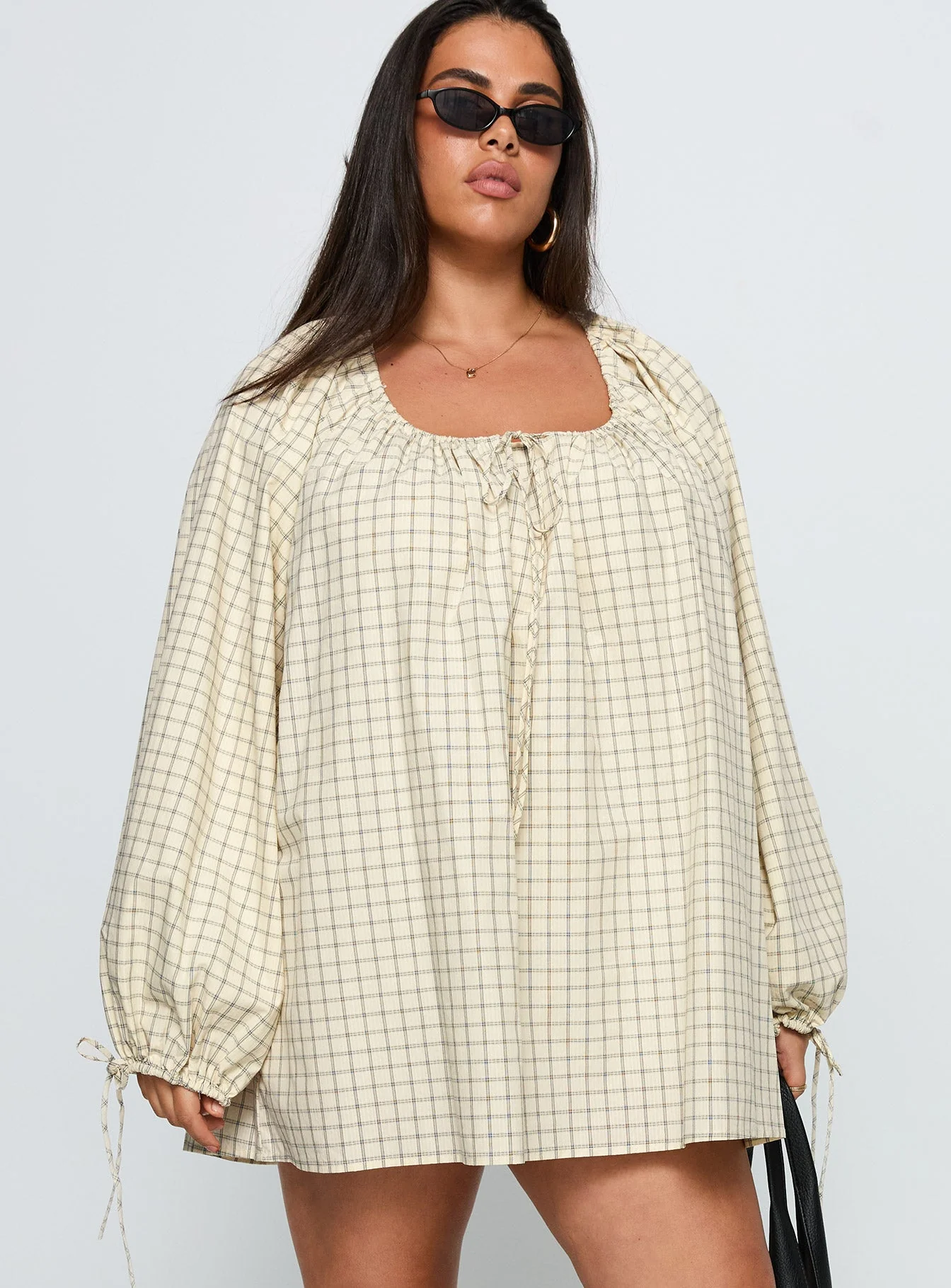 Preacher Playsuit White Check Curve - Image 2