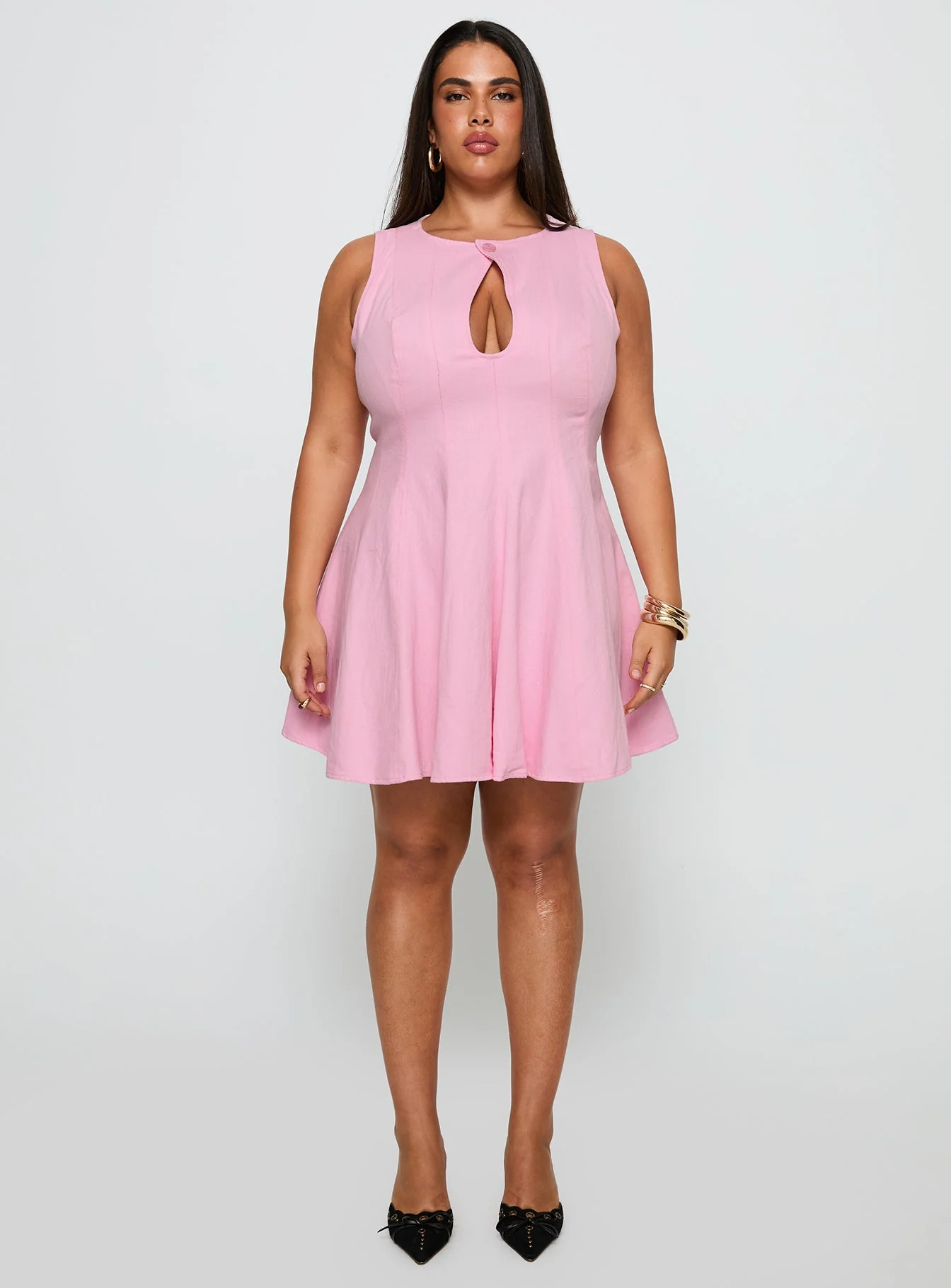 Precedence Keyhole Mini Dress Pink Curve - Image 6