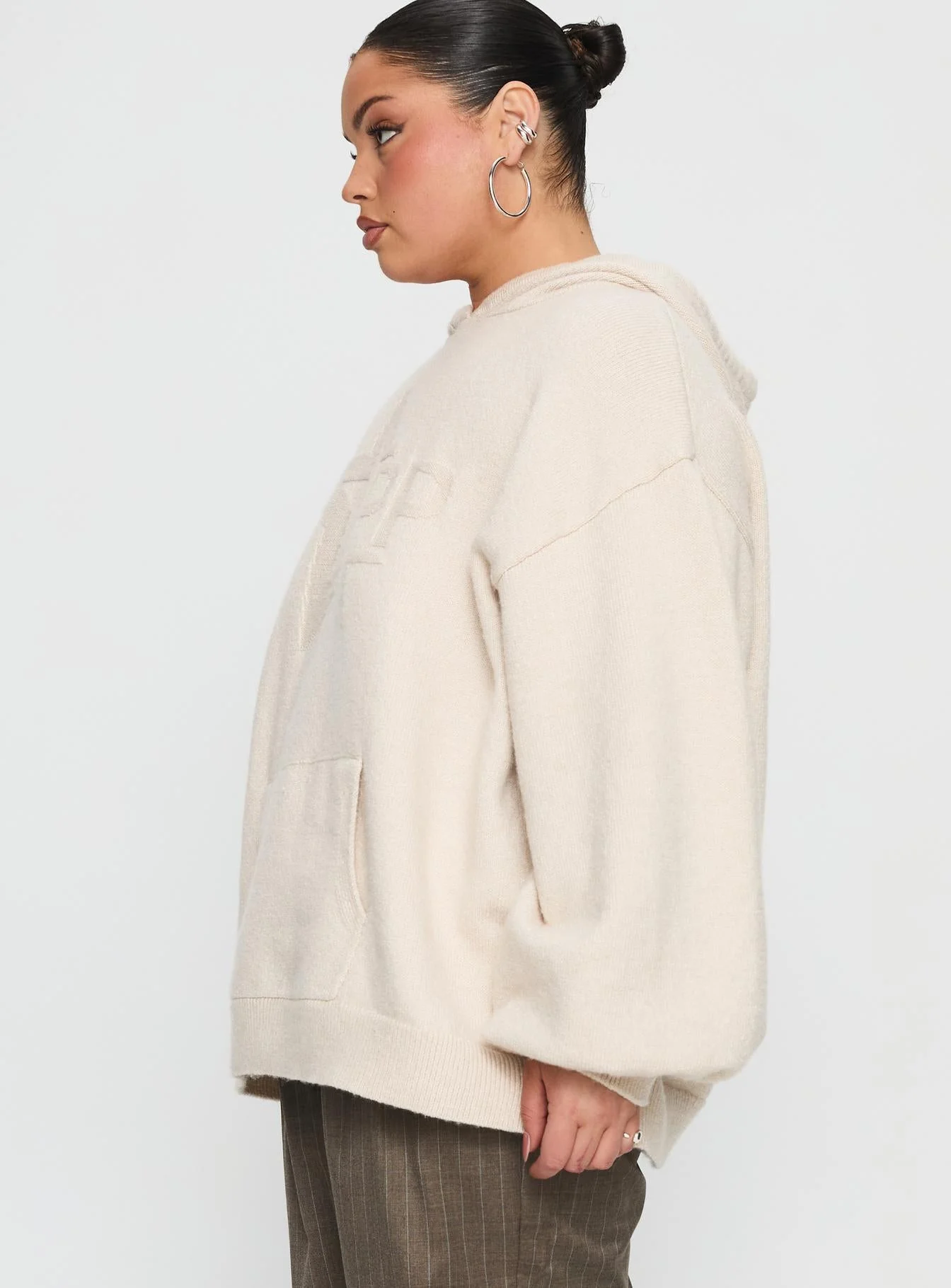 Princess Polly Knit Hoodie Beige Curve - Image 4