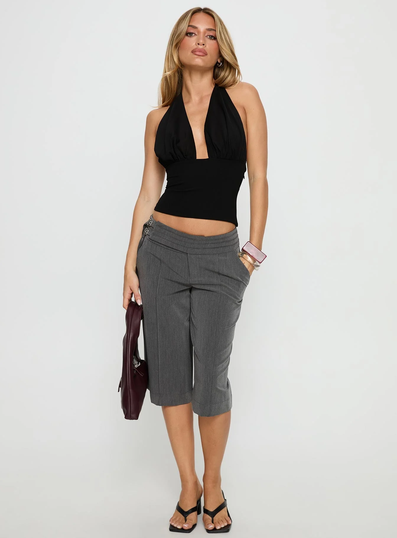Rakelle 3/4 Tailored Shorts Dark Grey - Image 3