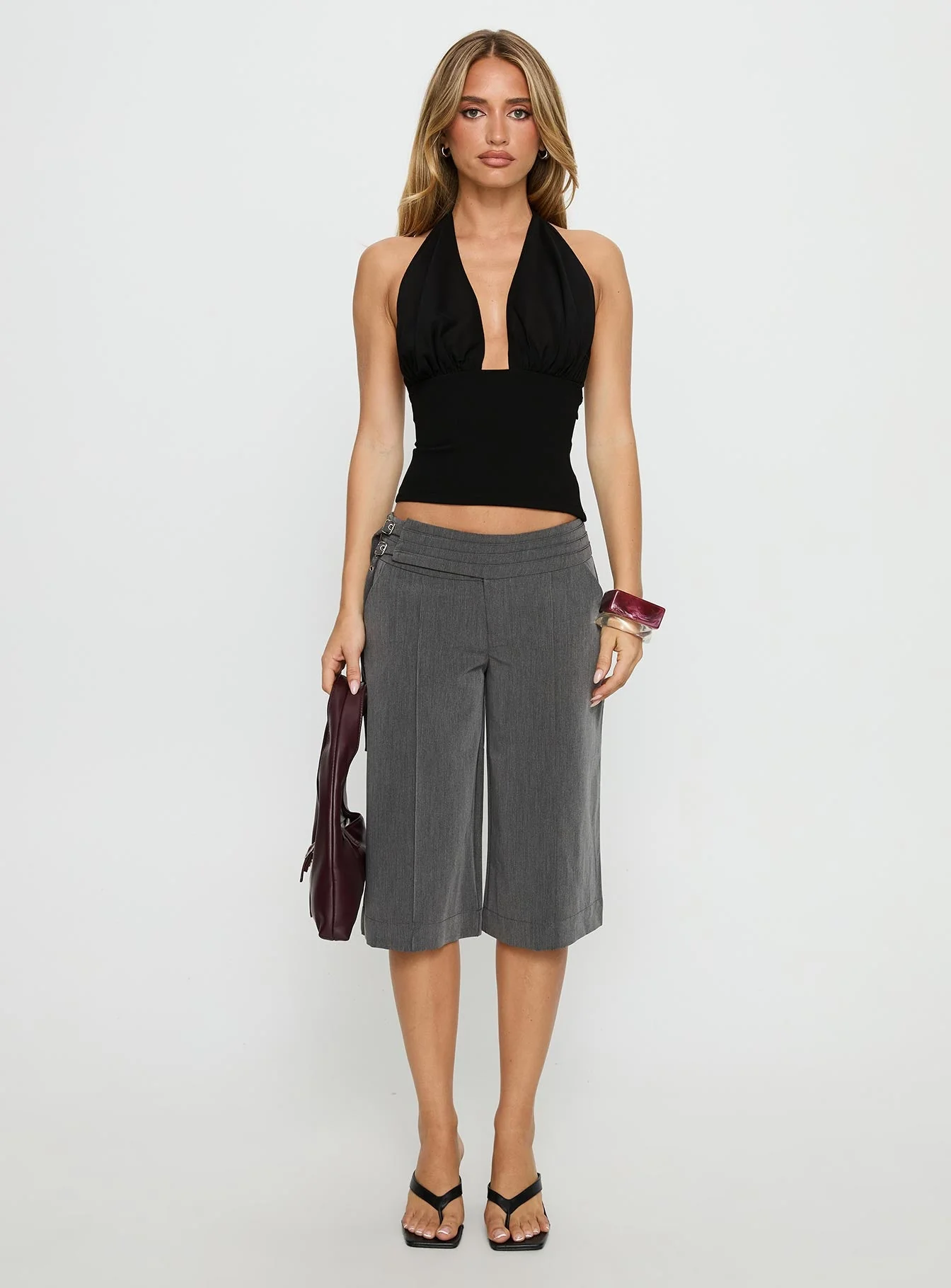 Rakelle 3/4 Tailored Shorts Dark Grey - Image 7