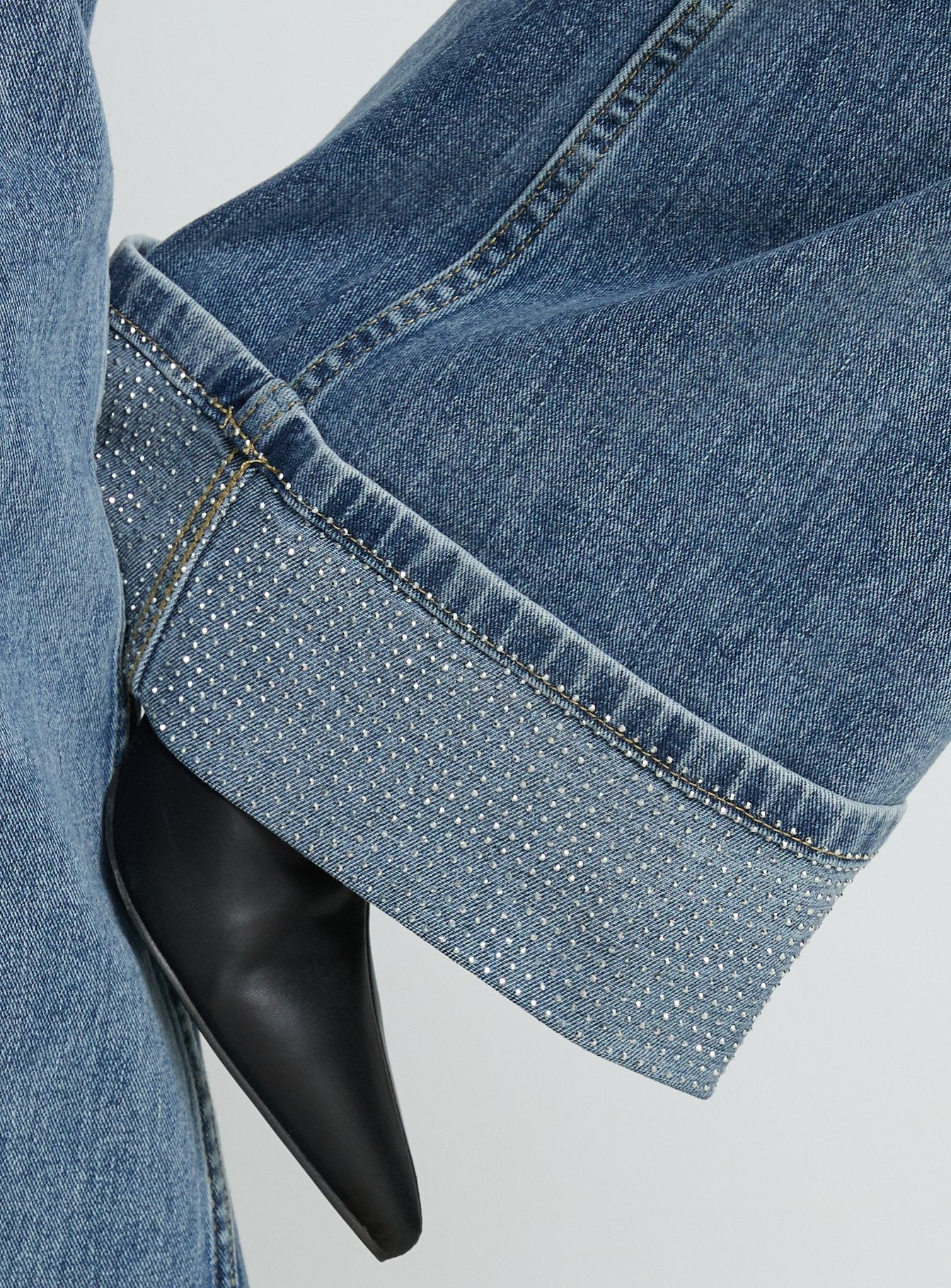 Ramos Diamante Low Rise Wide Leg Jeans Washed Mid Blue - Image 8