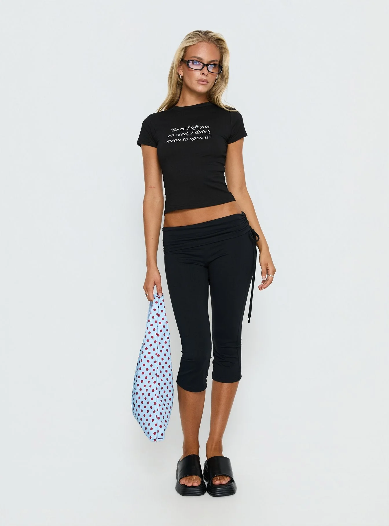 Read Receipts Graphic Baby Tee Black - Image 3