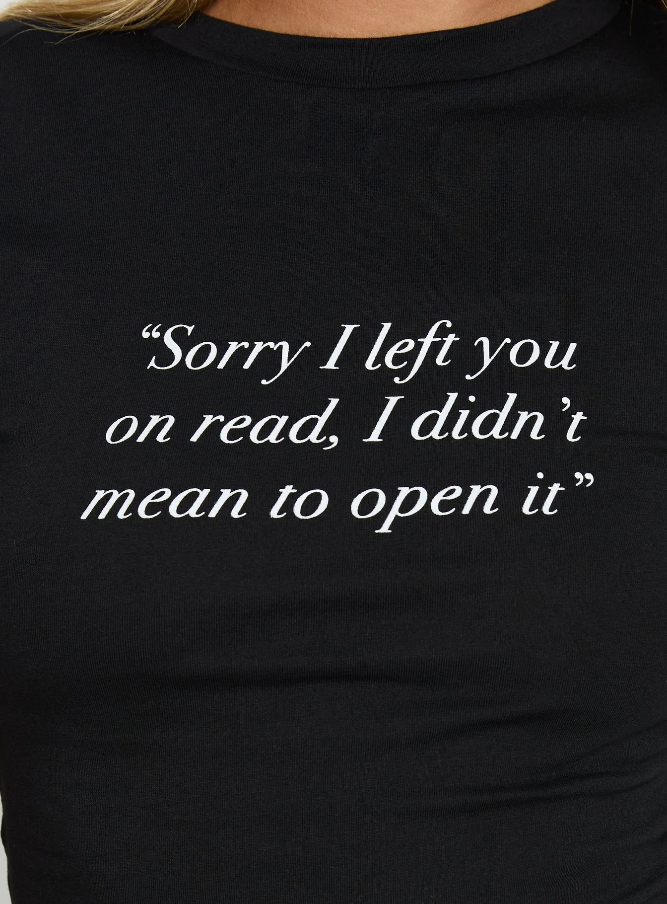 Read Receipts Graphic Baby Tee Black - Image 6