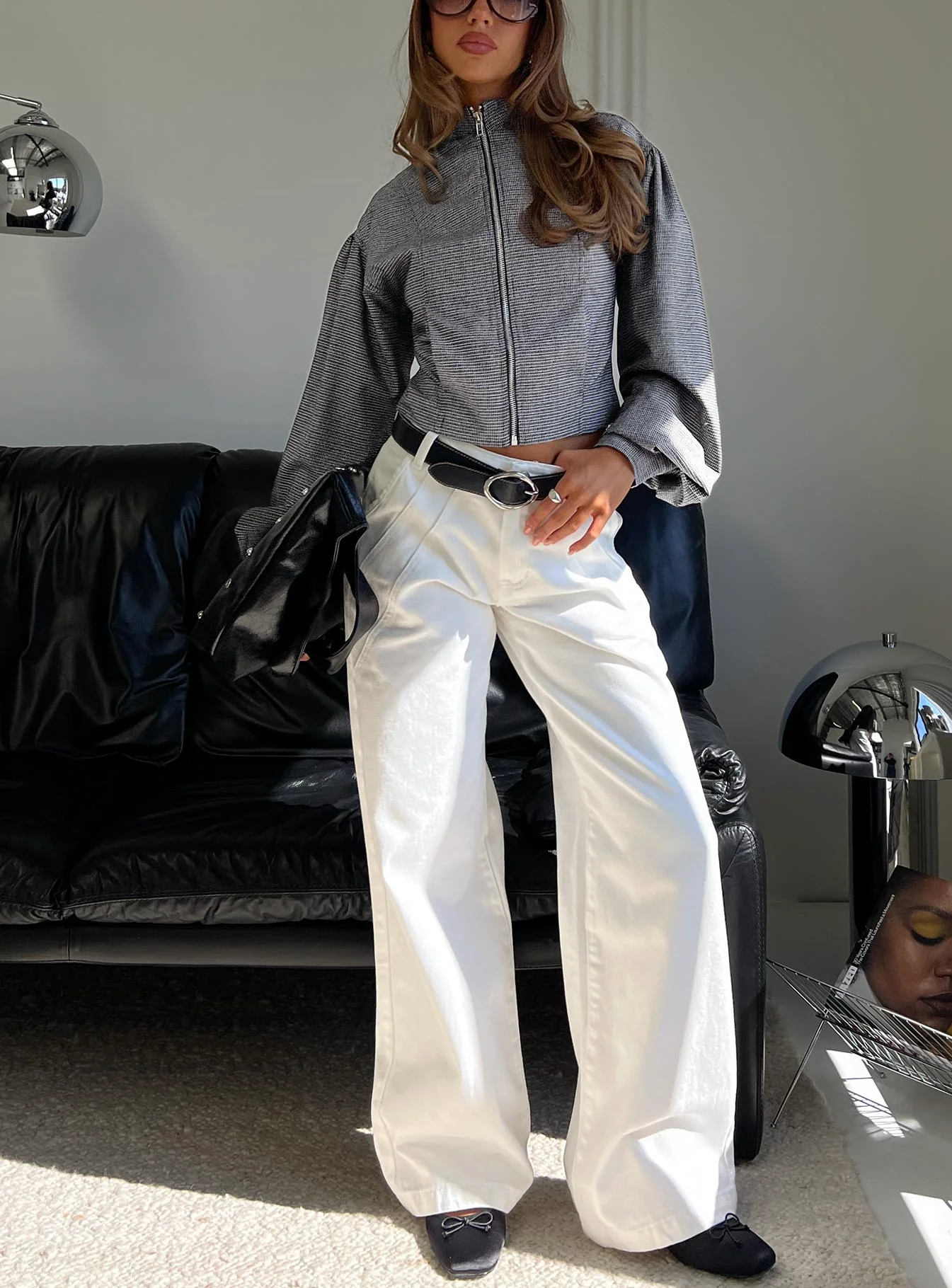 Reaper Mid Rise Baggy Jeans White