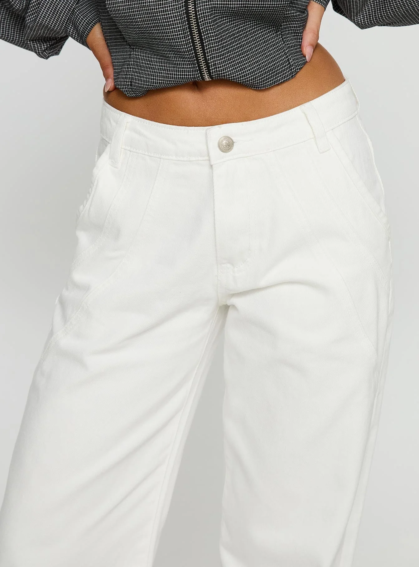 Reaper Mid Rise Baggy Jeans White - Image 6