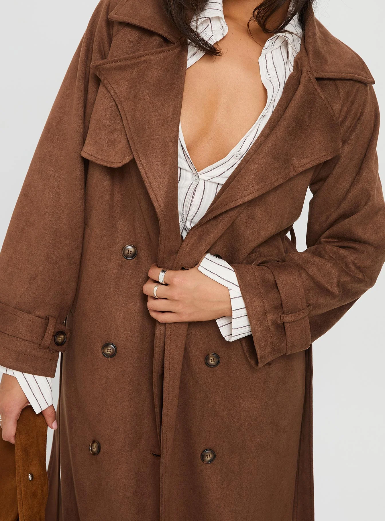 Rectify Trench Coat Brown - Image 5