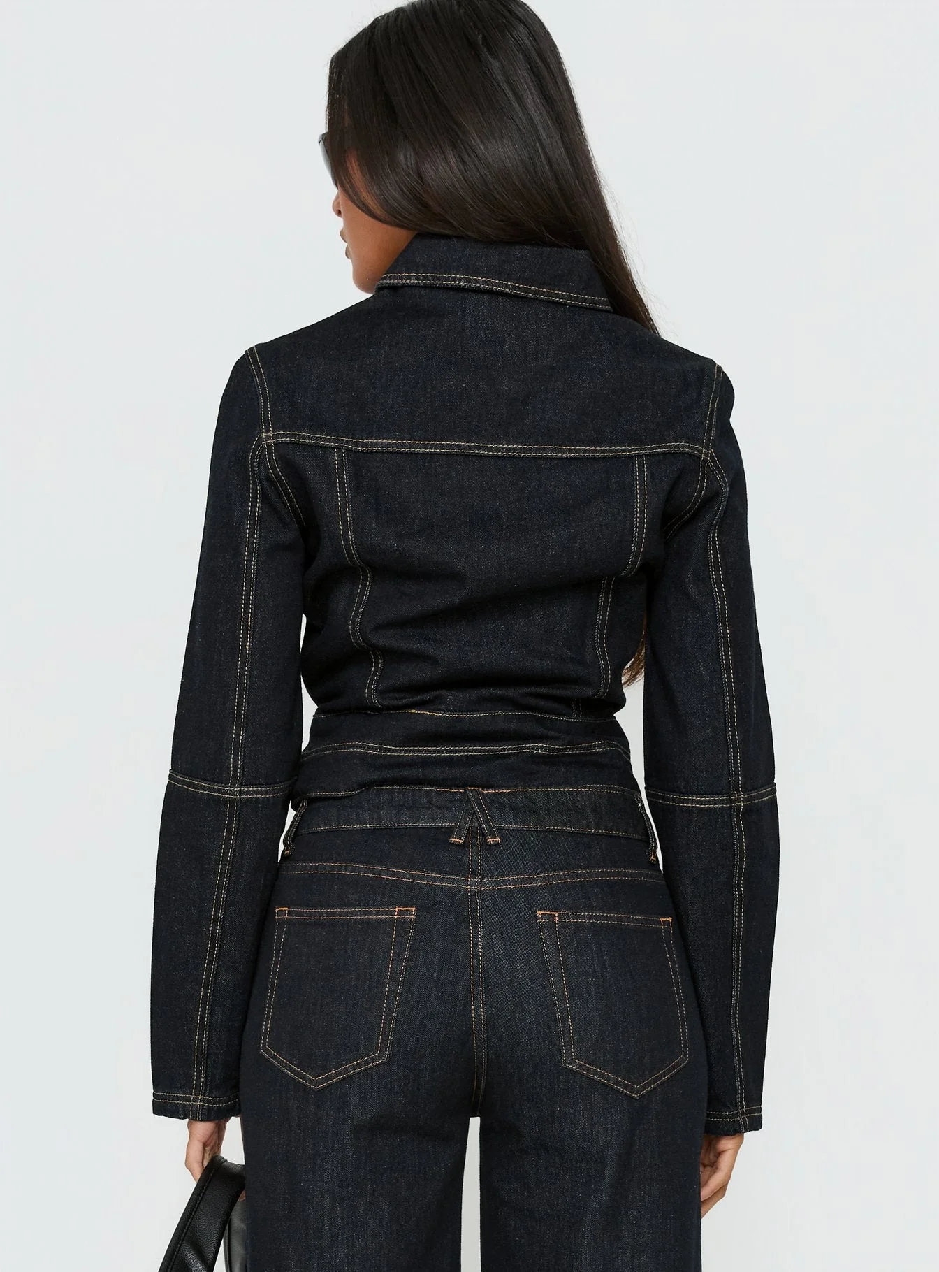 Remara Cinched Denim Jacket Dark Blue Wash - Image 4