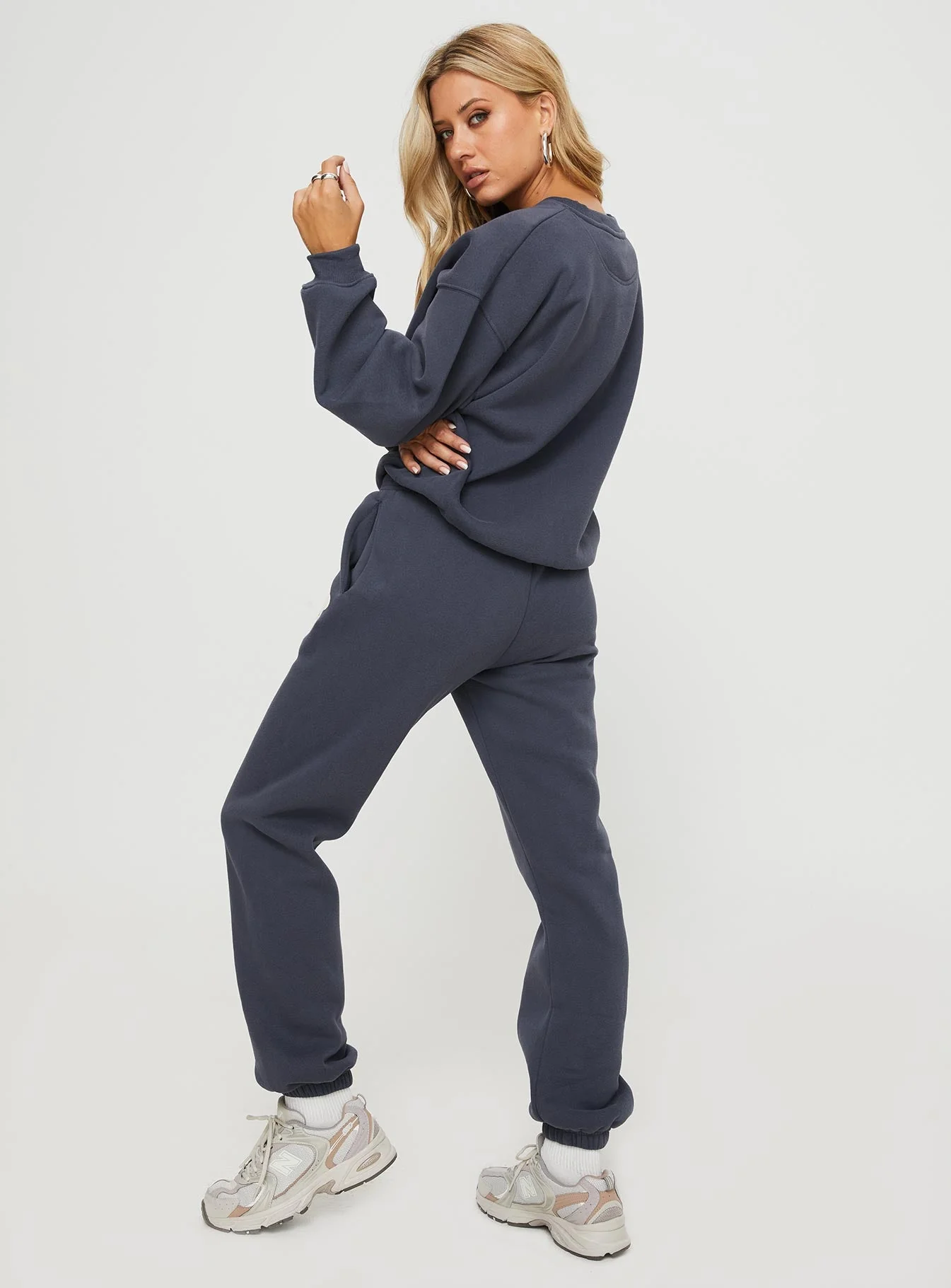 Princess Polly Track Pants Bubble Text Slate / Eggshell - Image 10