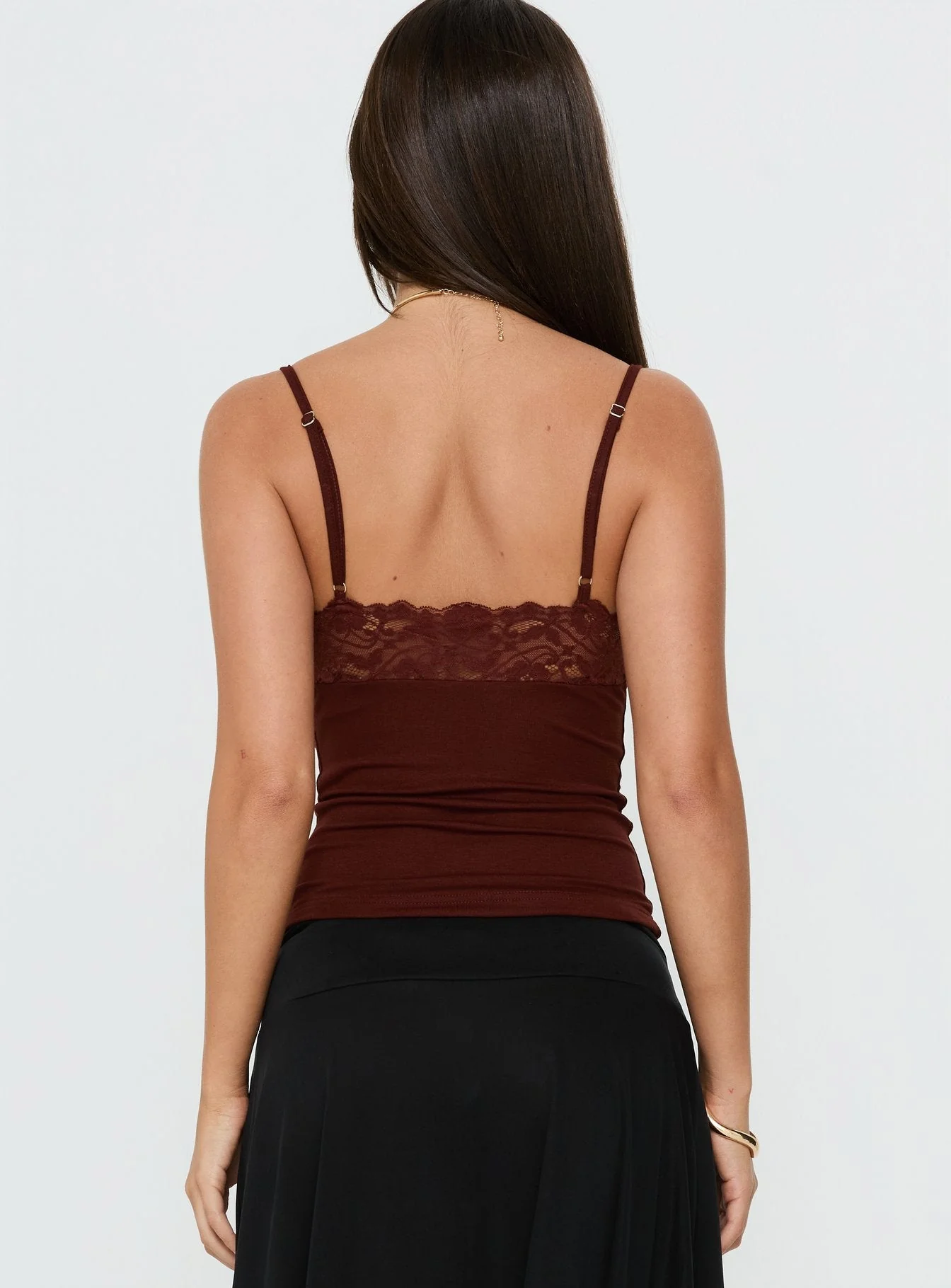 Rhiara Lace Trim Top Dark Terracotta - Image 4