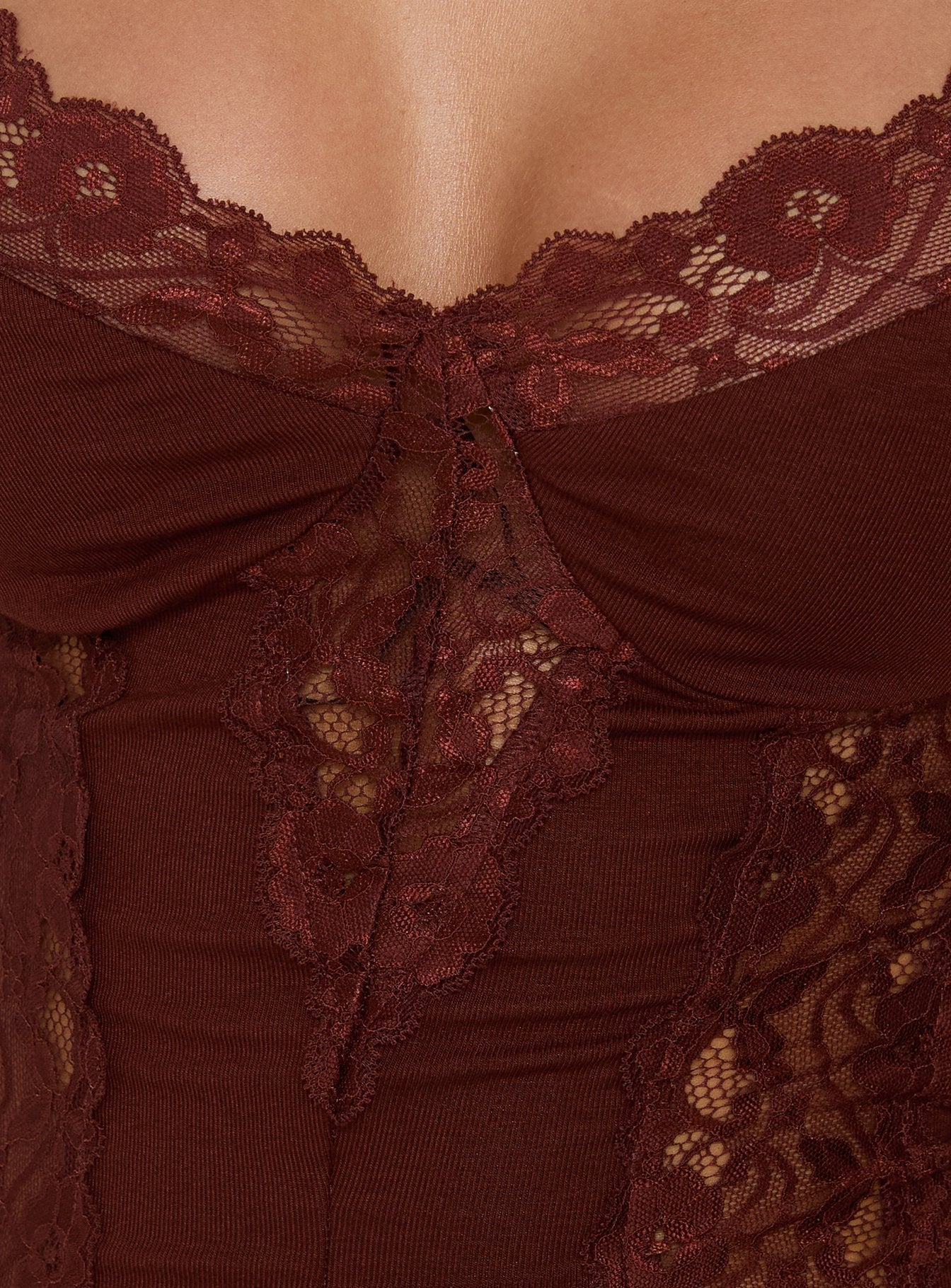 Rhiara Lace Trim Top Dark Terracotta - Image 5