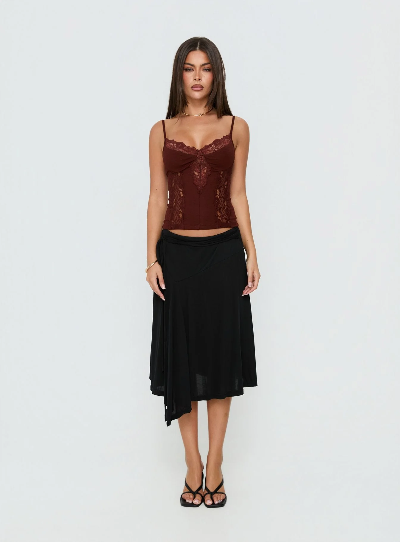 Rhiara Lace Trim Top Dark Terracotta - Image 6