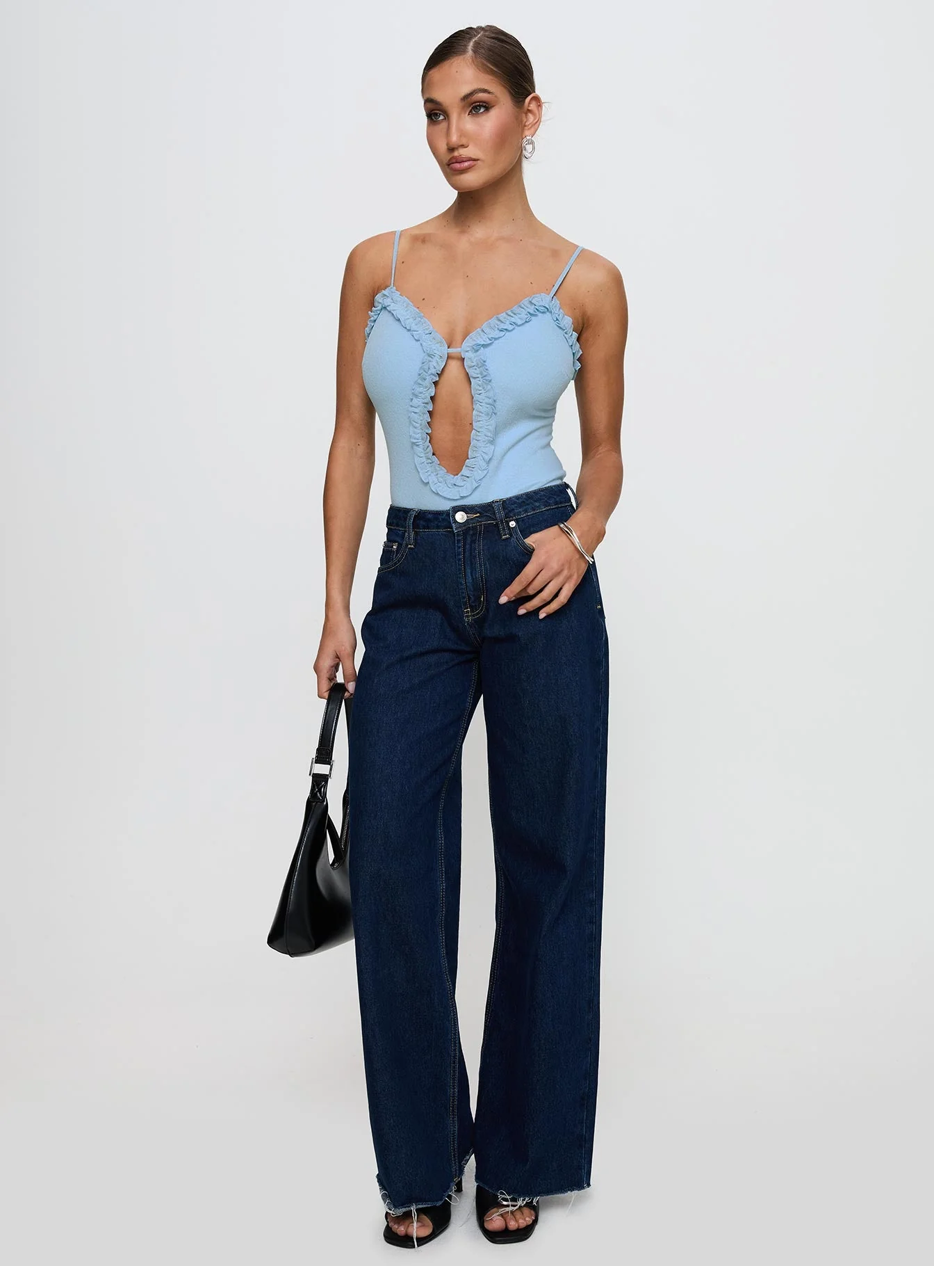 Rhyde Plunging Frill Bodysuit Blue - Image 3