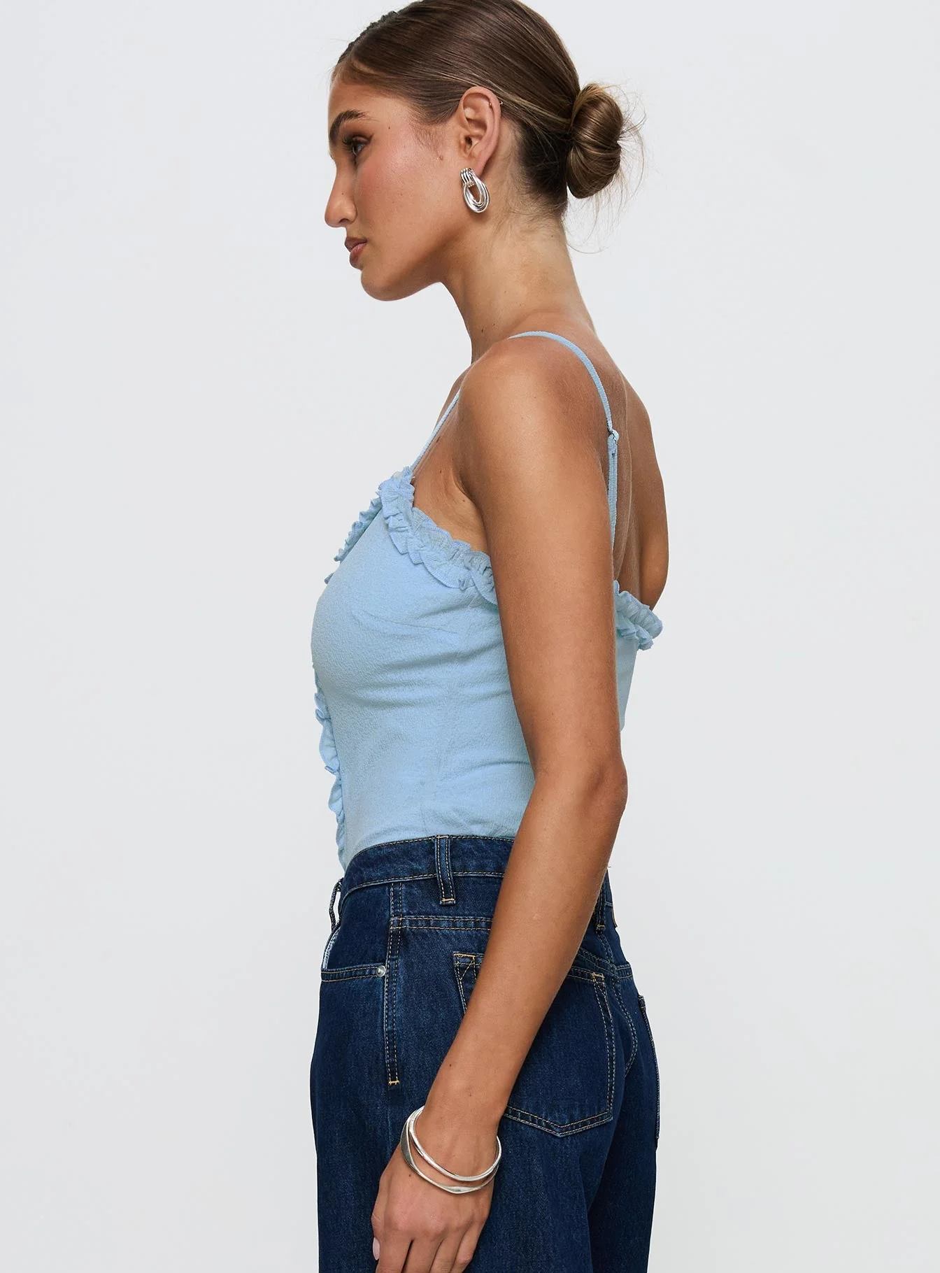 Rhyde Plunging Frill Bodysuit Blue - Image 4