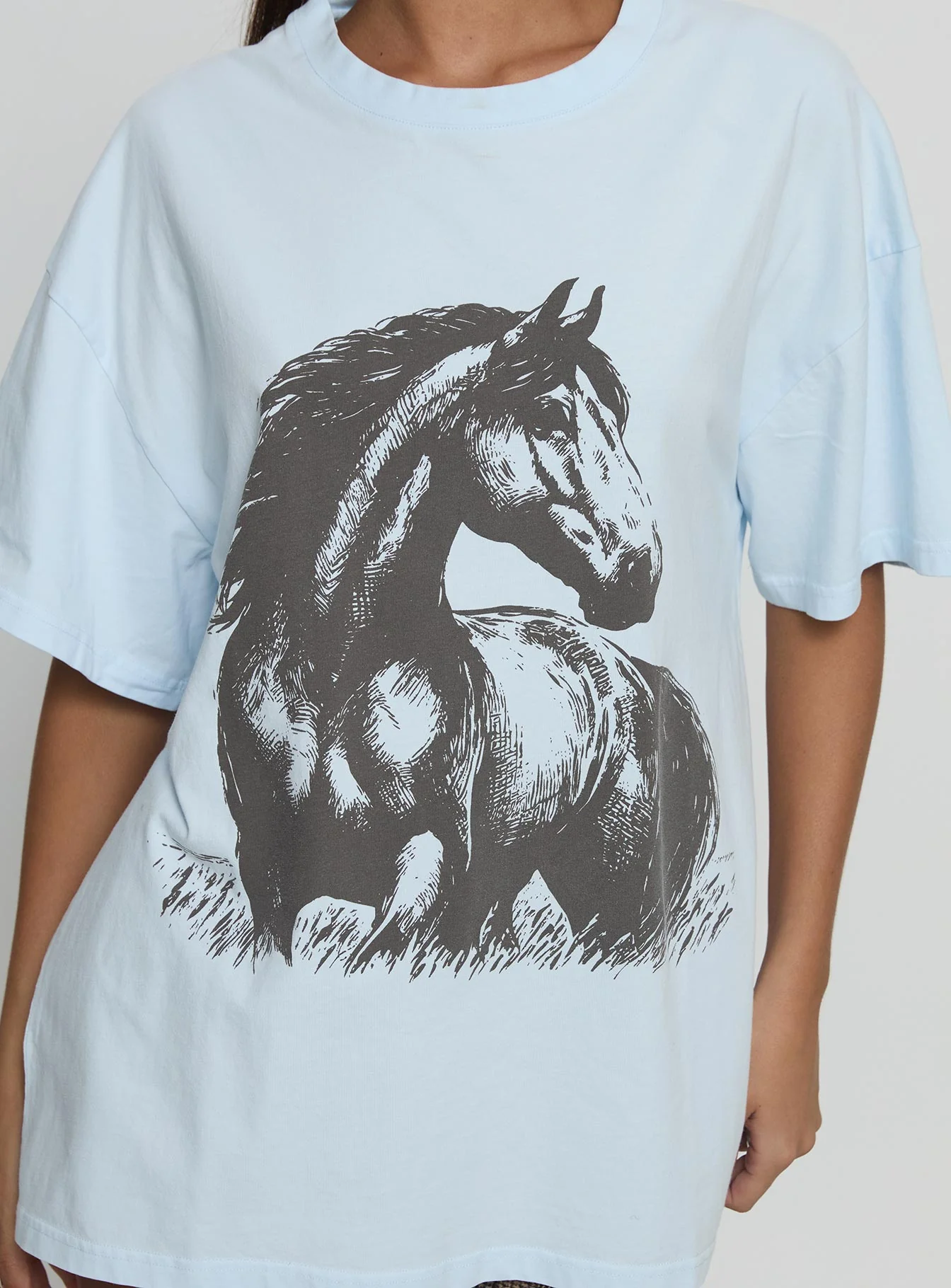 Ride Like The Wind Oversized Graphic Top Blue - Image 6