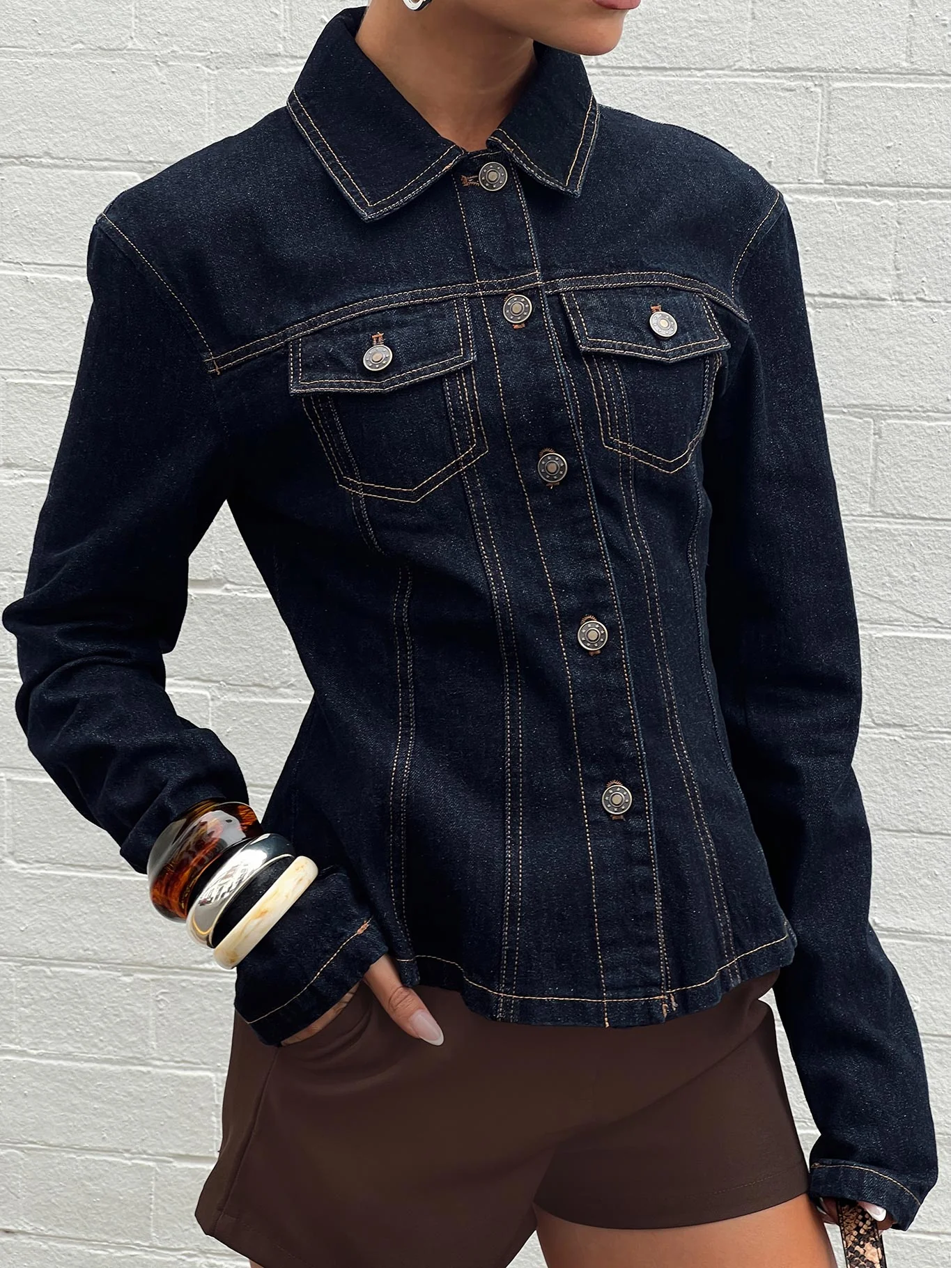 Rider Denim Jacket Dark Denim - Image 6