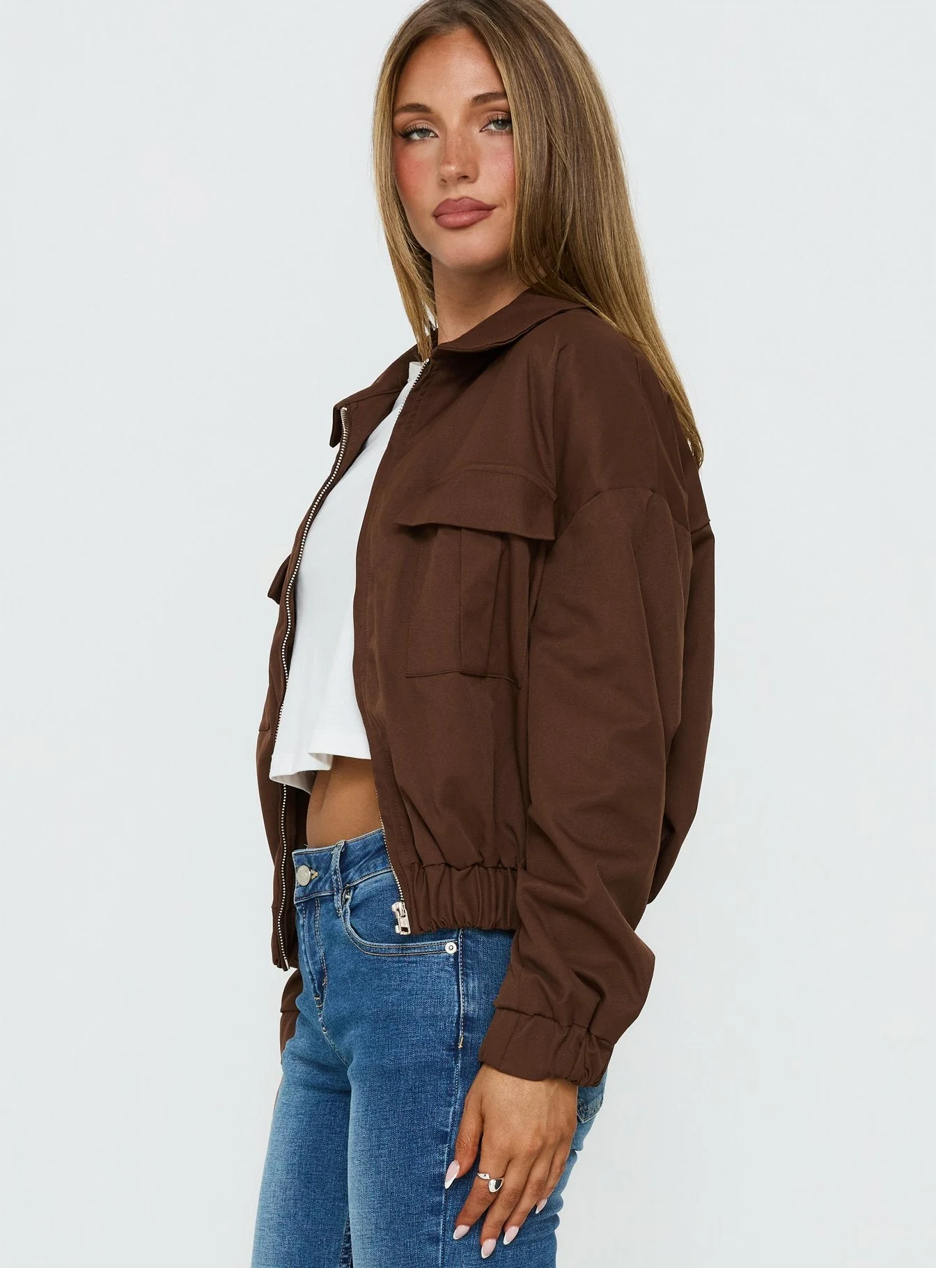 Right Time Bomber Jacket Chocolate - Image 4