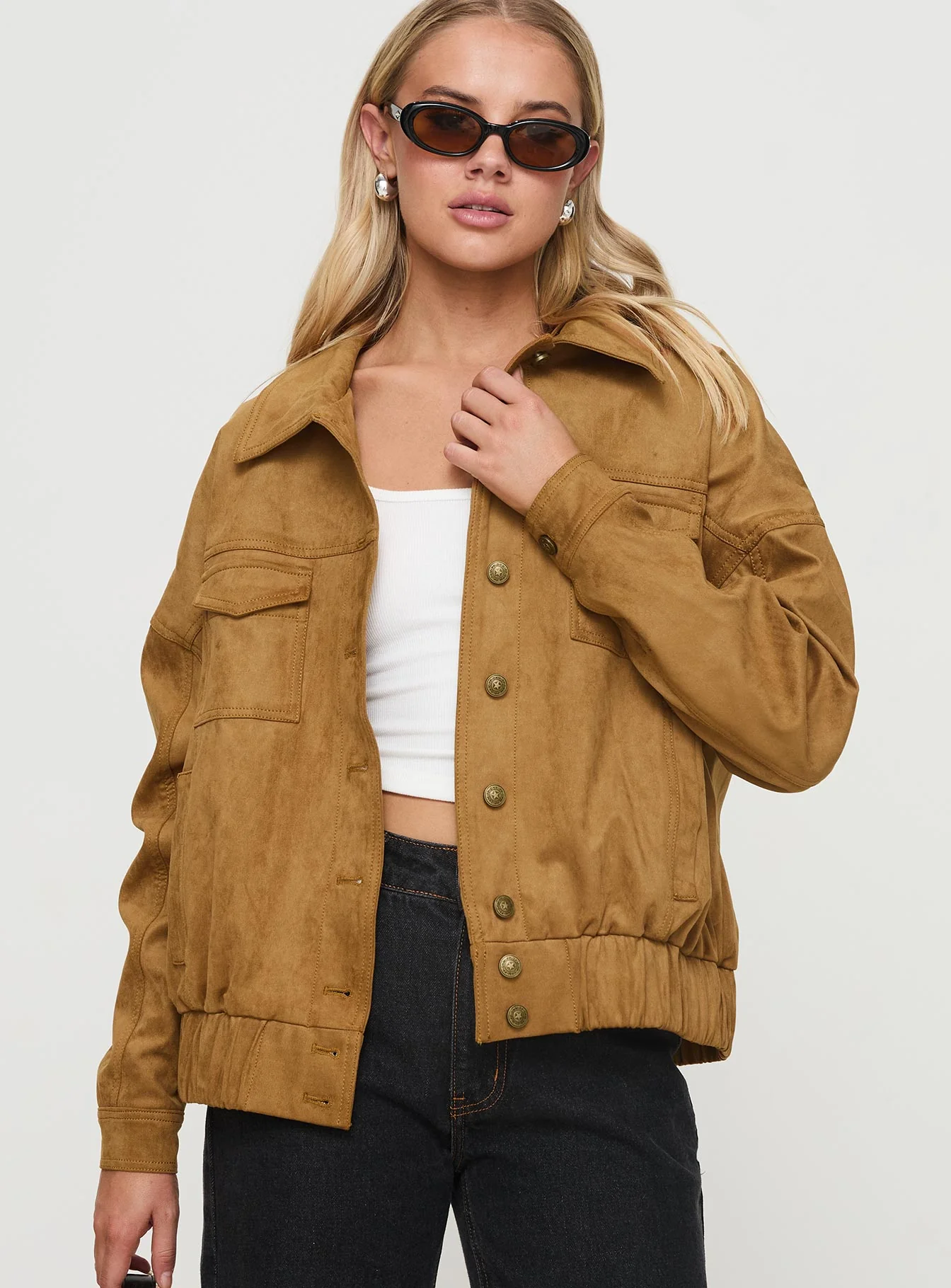 Ristretto Faux Suede Bomber Brown - Image 2