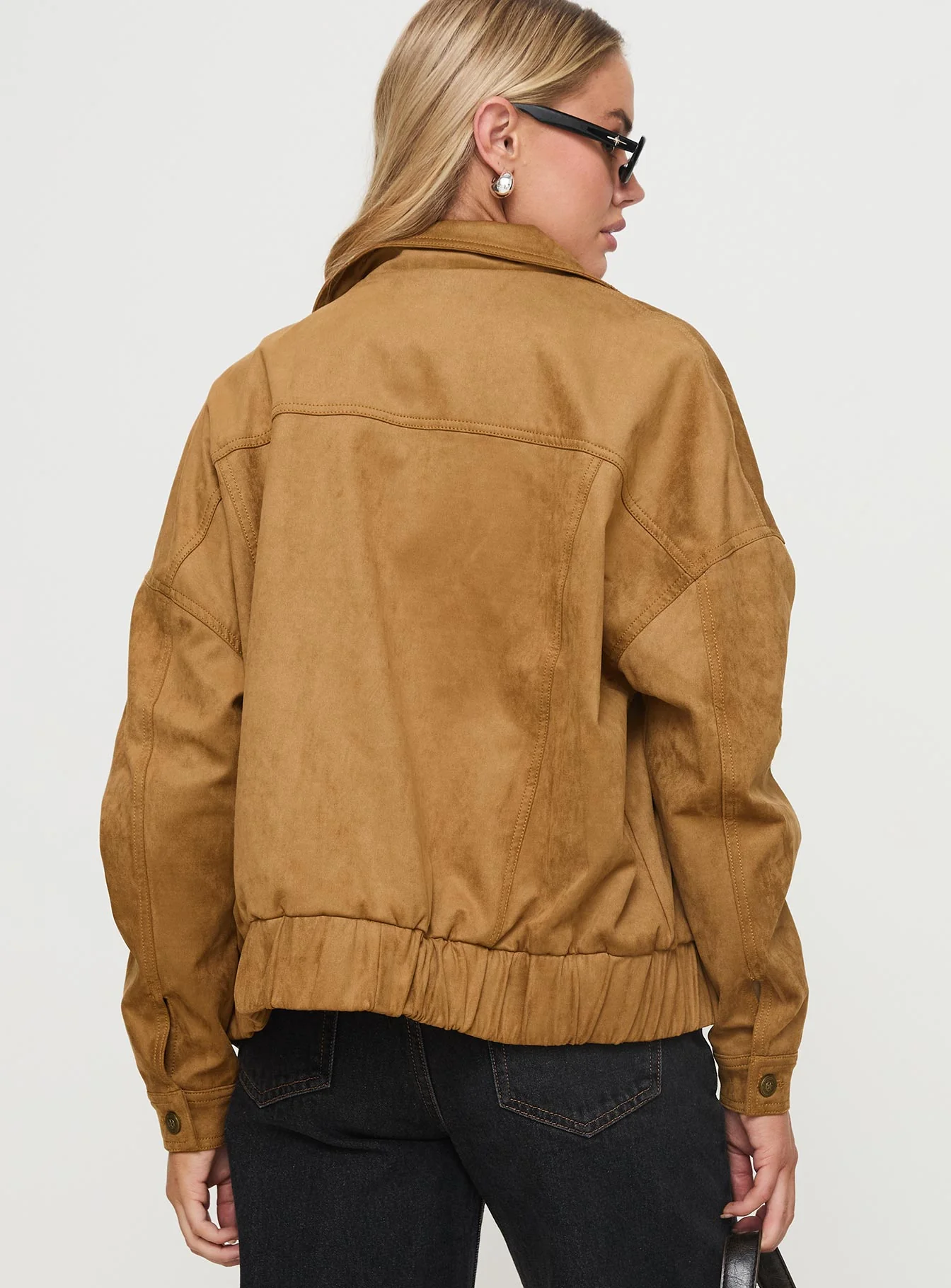 Ristretto Faux Suede Bomber Brown - Image 5