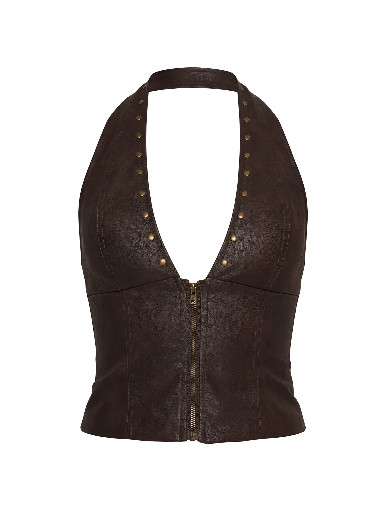 Romey Studded Corset Top Charcoal Brown - Image 9