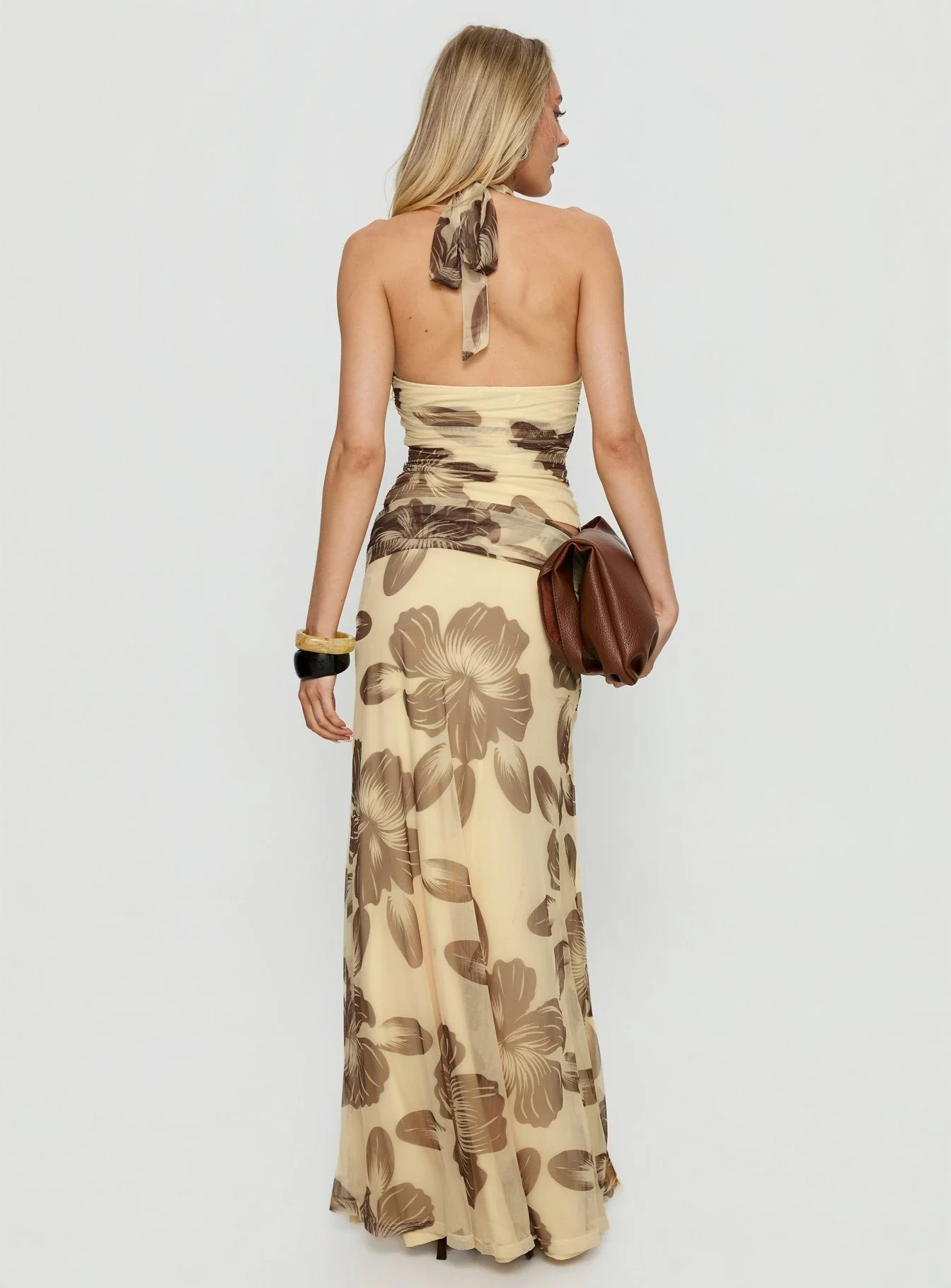 Roselin Mesh Maxi Skirt Brown Floral - Image 5