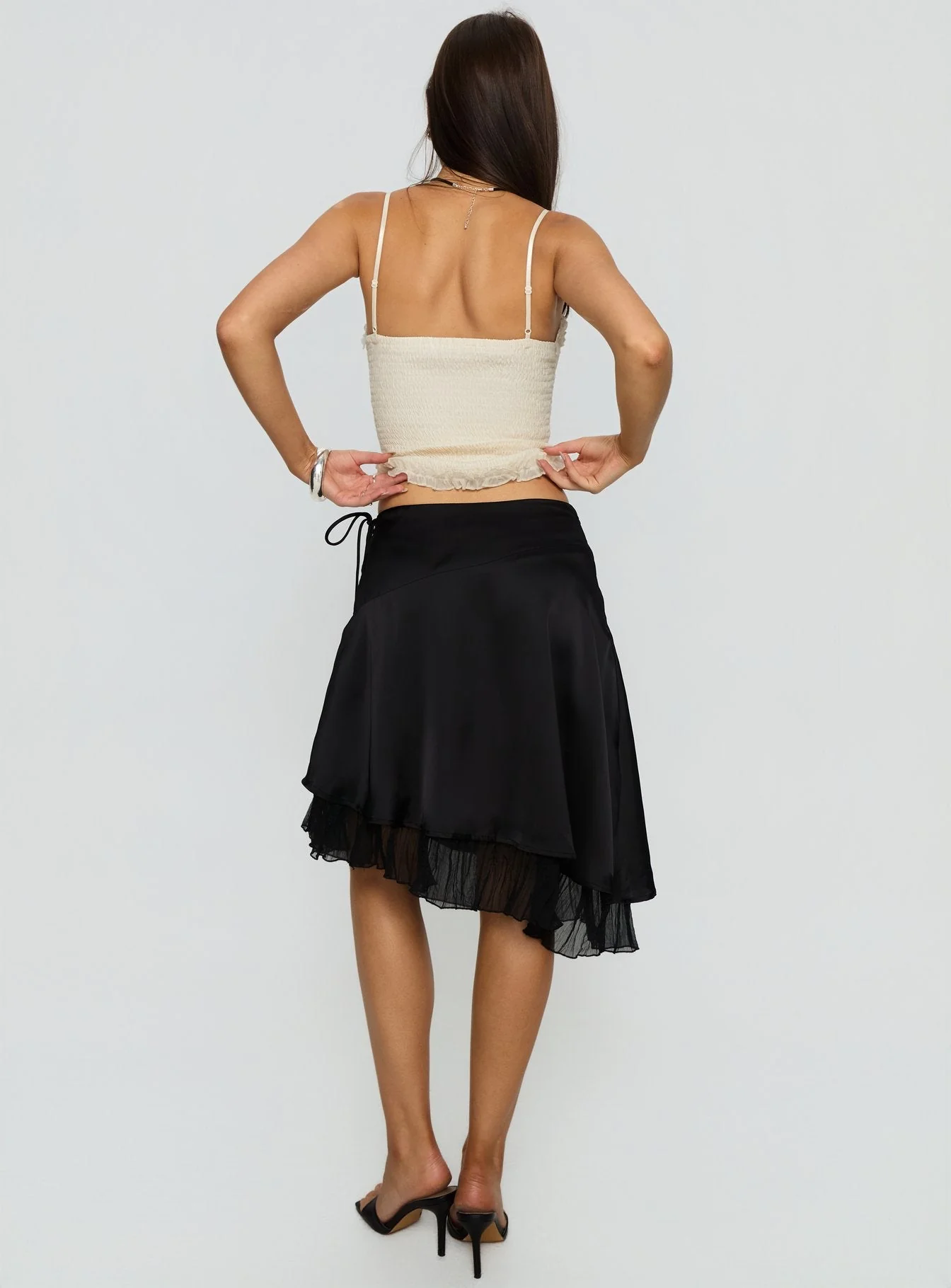 Rosemead Satin Midi Skirt Black - Image 5