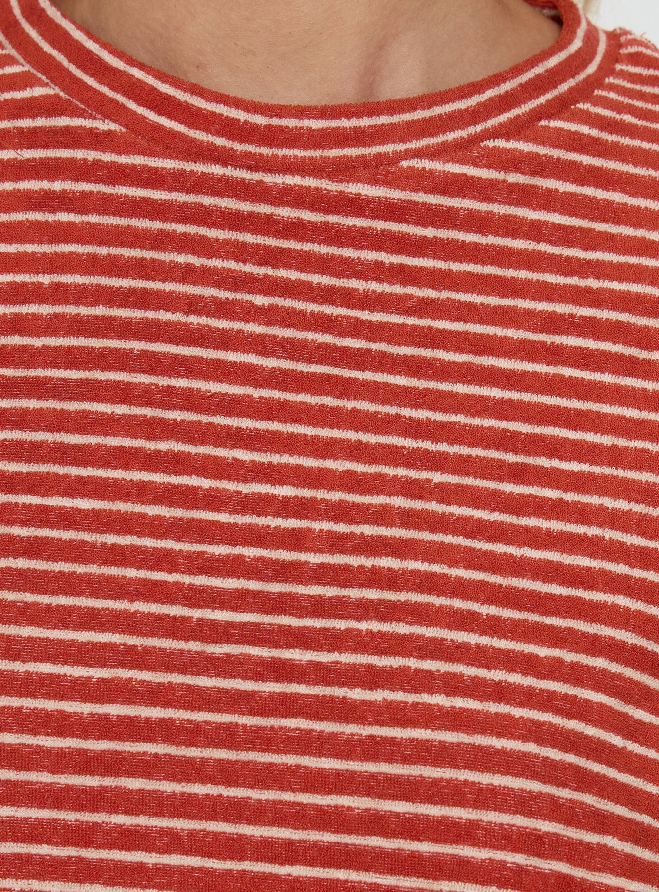 Rubez Terry Towelling Boxy Top Burnt Orange Stripe - Image 6