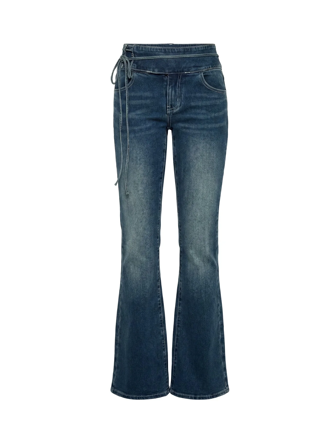 Runa Low Rise Tie Side Jeans Mid Blue Wash - Image 10