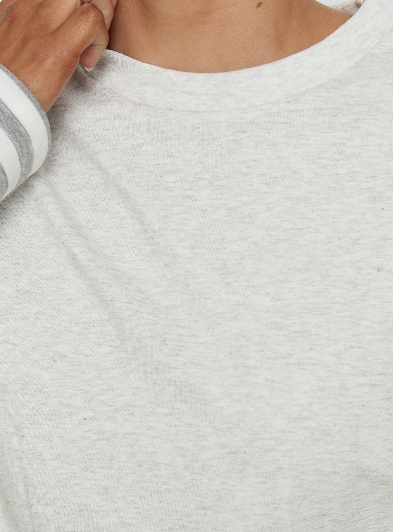 Ryann Long Sleeve Layered Top Grey / White Stripe - Image 6