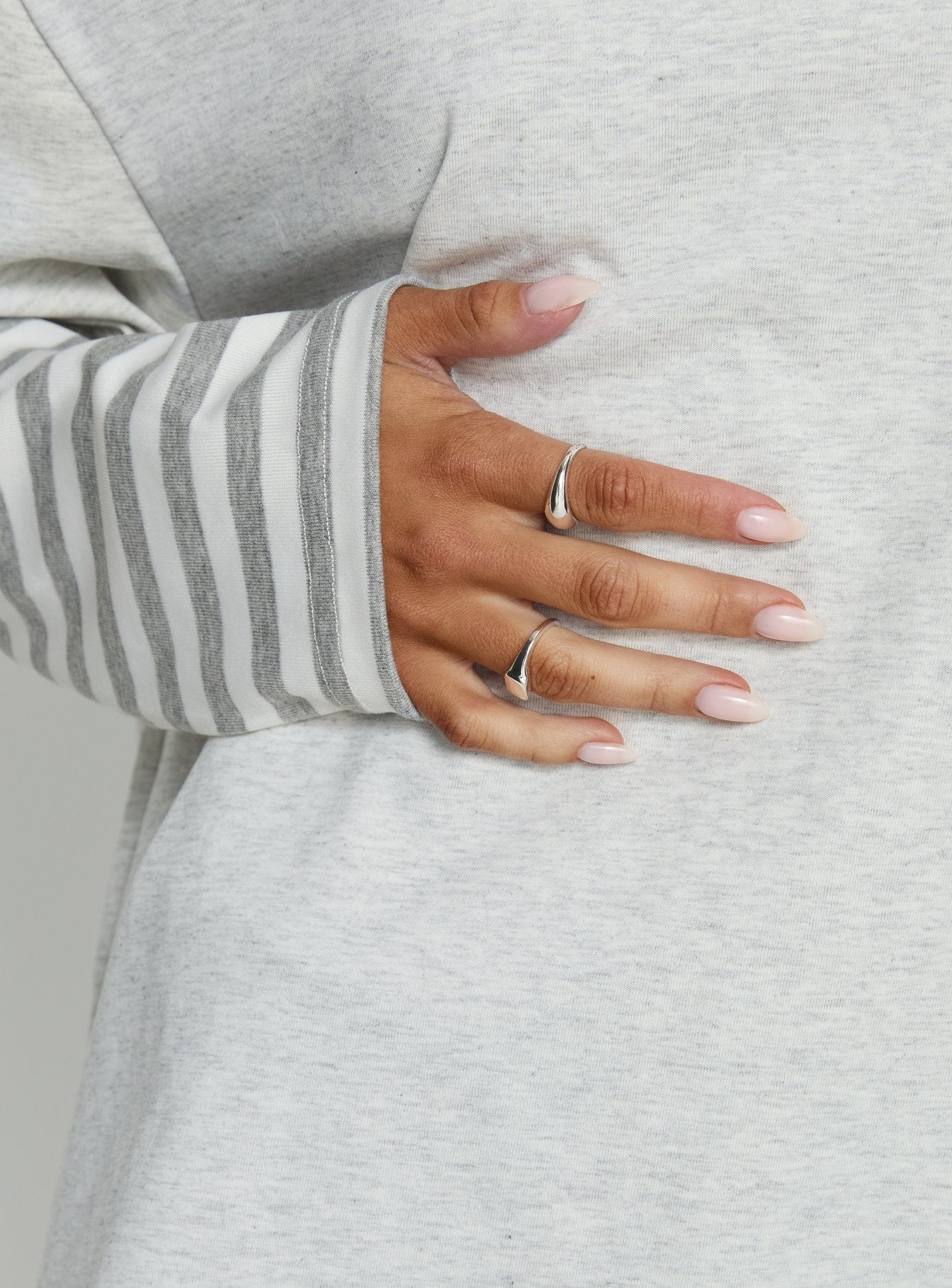 Ryann Long Sleeve Layered Top Grey / White Stripe - Image 7