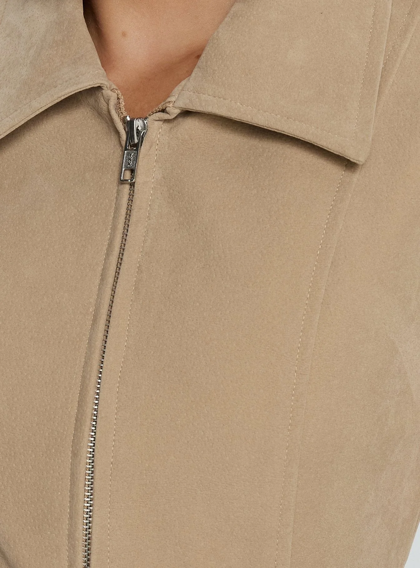 Ryzen Faux Suede Fitted Jacket Stone - Image 7