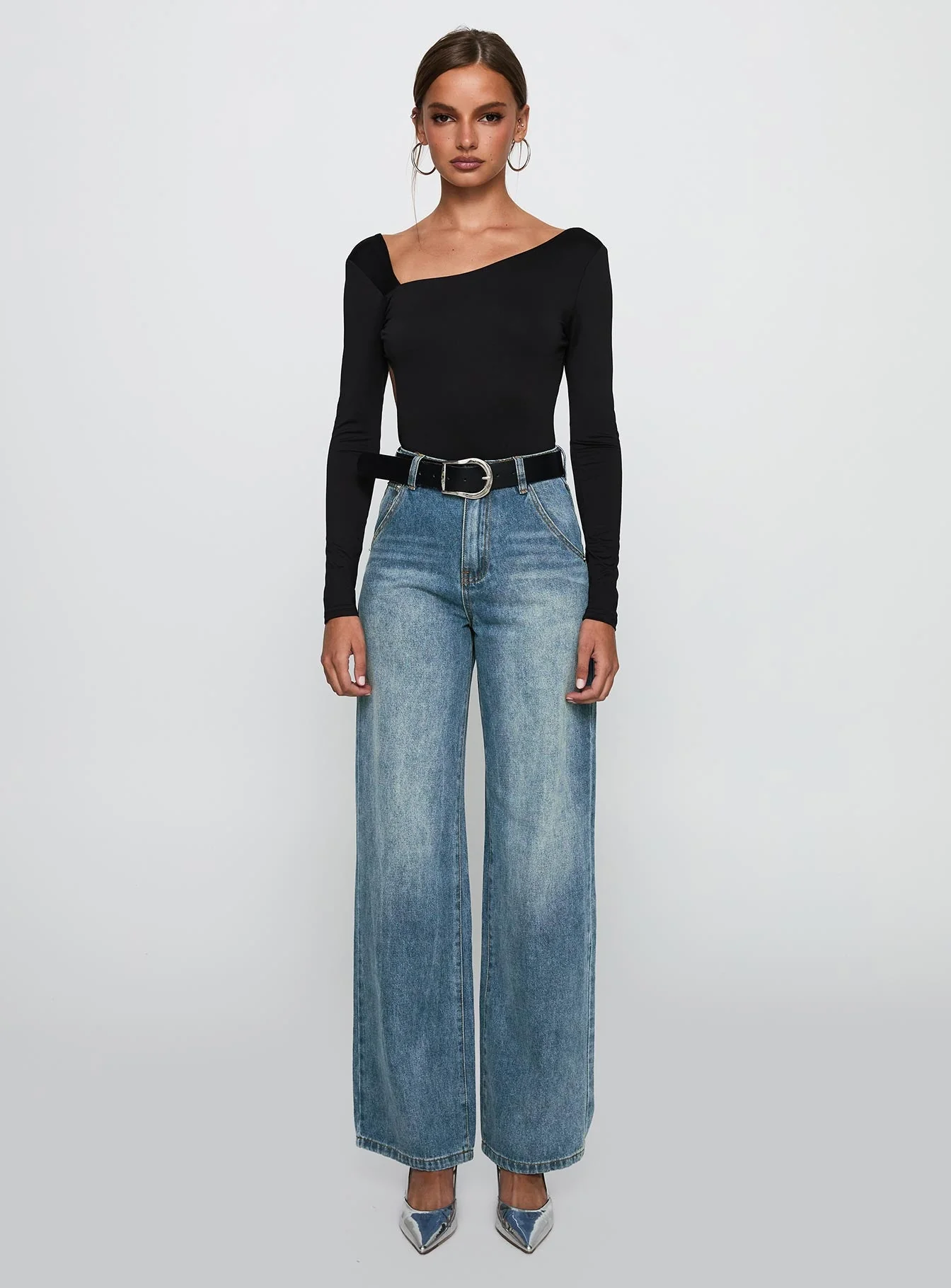 Sacramento High Rise Straight Leg Jeans Mid Blue Denim - Image 7