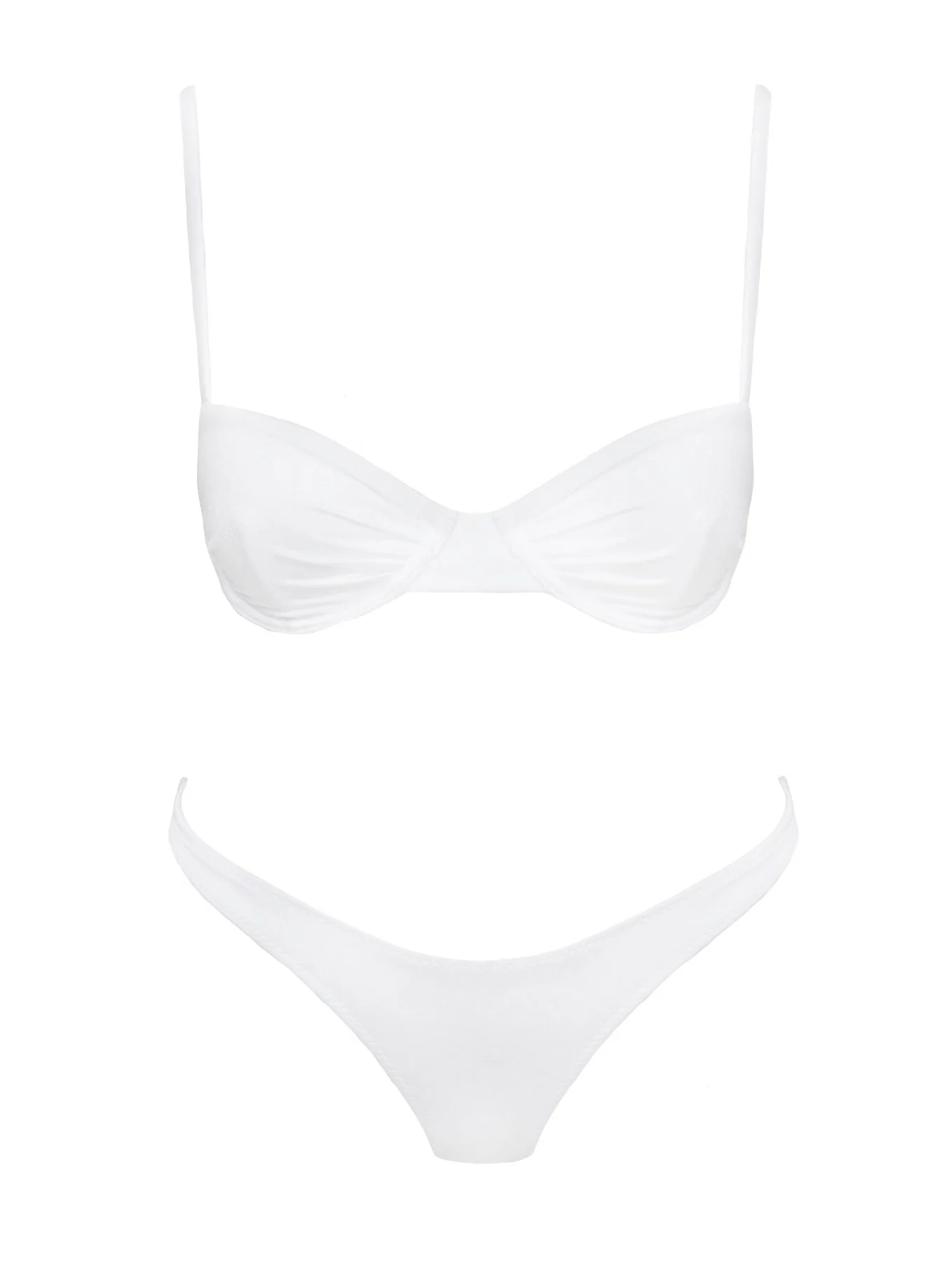 Sadley High Cut Shine Bikini Bottoms White - Image 5