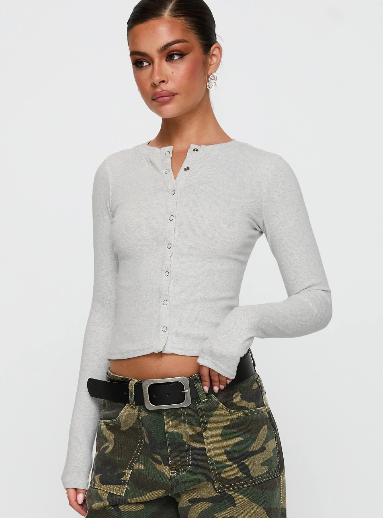 Sandra Dee Knit Top Grey Marle - Image 2
