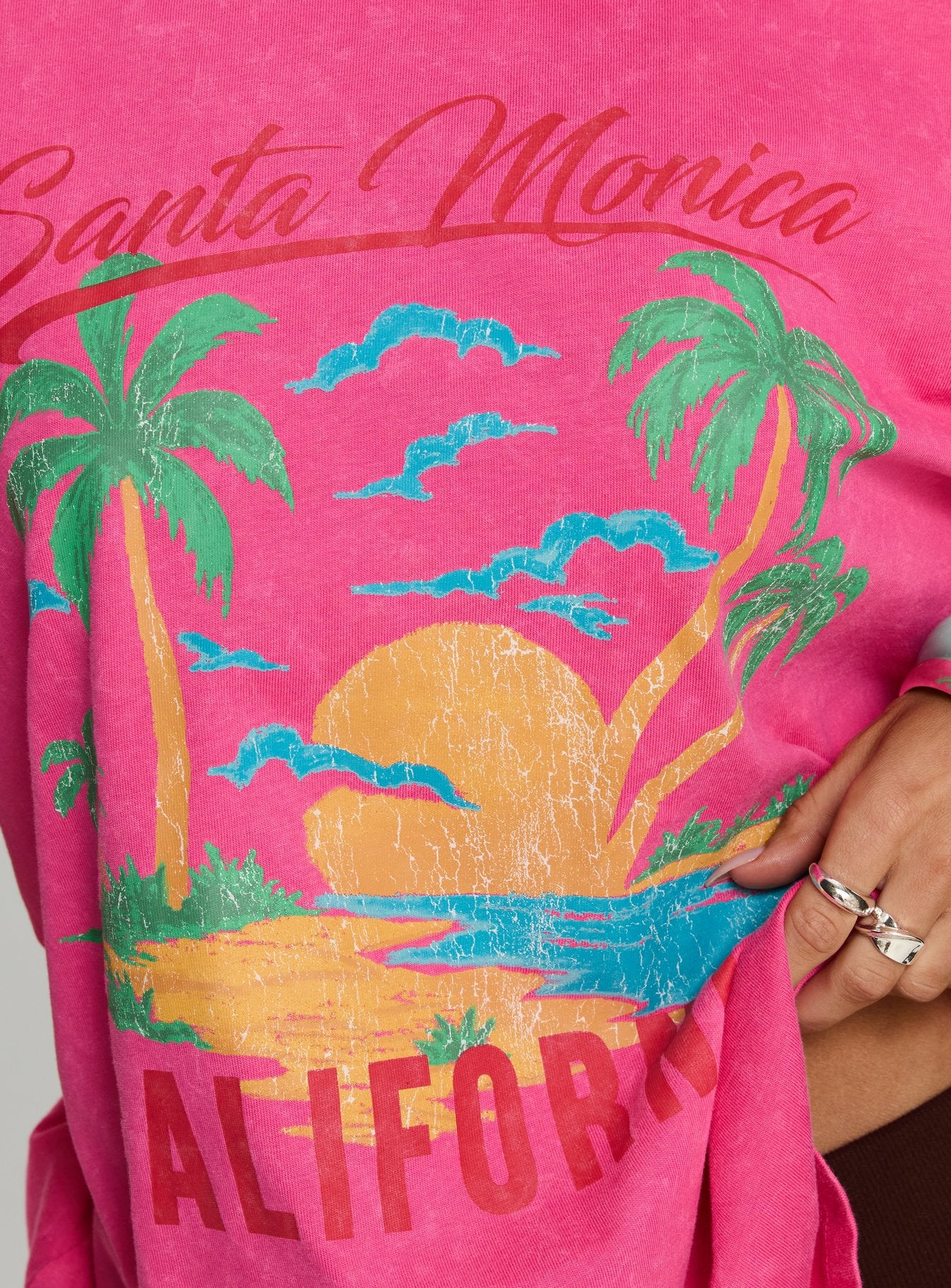 Santa Monica Beach Oversized Graphic Tee Washed Pink - Image 5