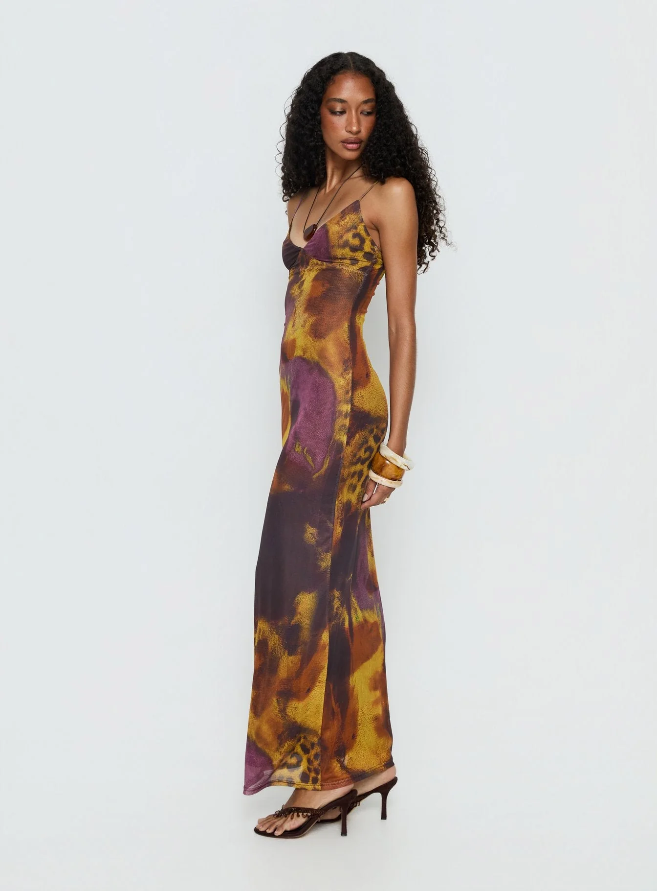Saphrona V Neck Maxi Dress Leopard Blur - Image 4