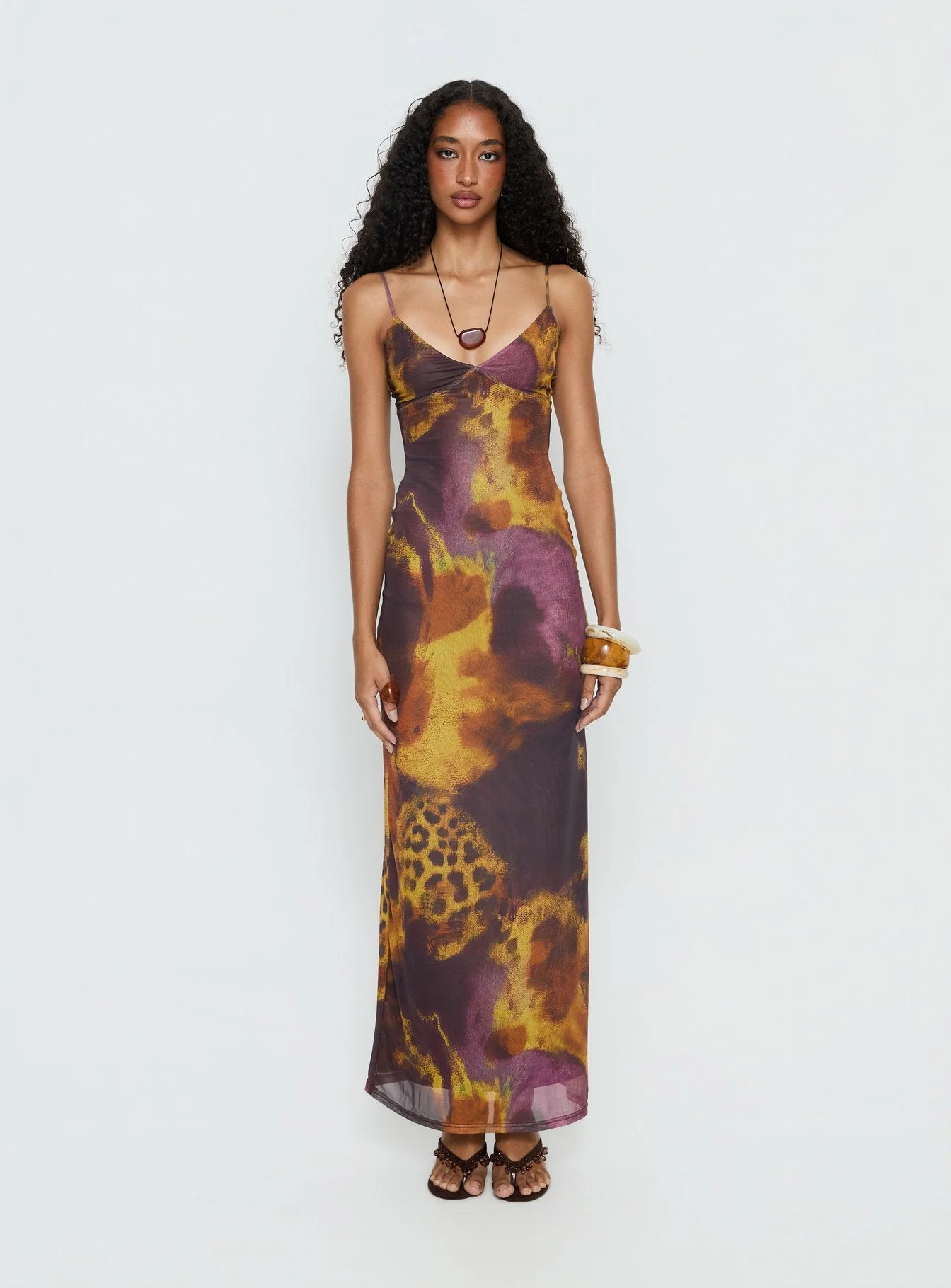 Saphrona V Neck Maxi Dress Leopard Blur - Image 7