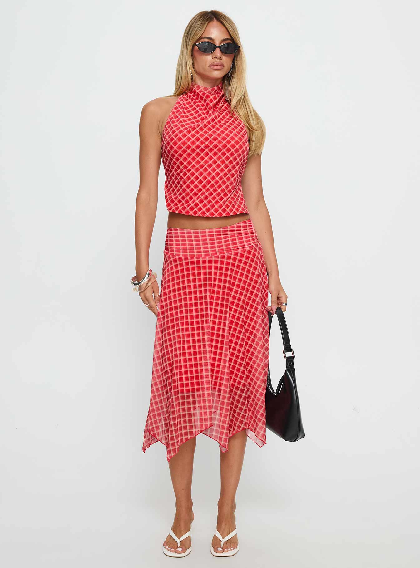 Scenic Route High Neck Top Red Check - Image 3