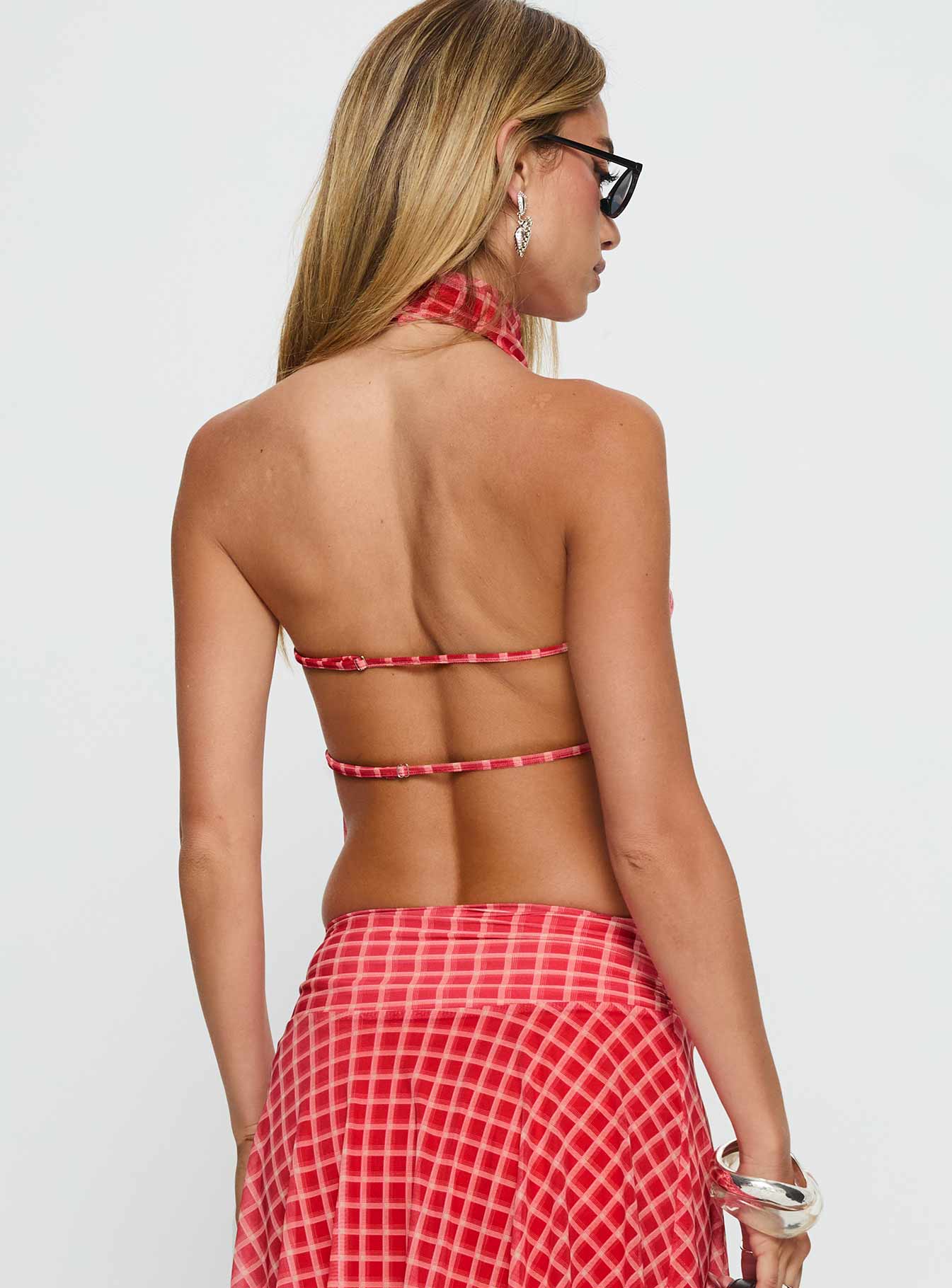 Scenic Route High Neck Top Red Check - Image 5