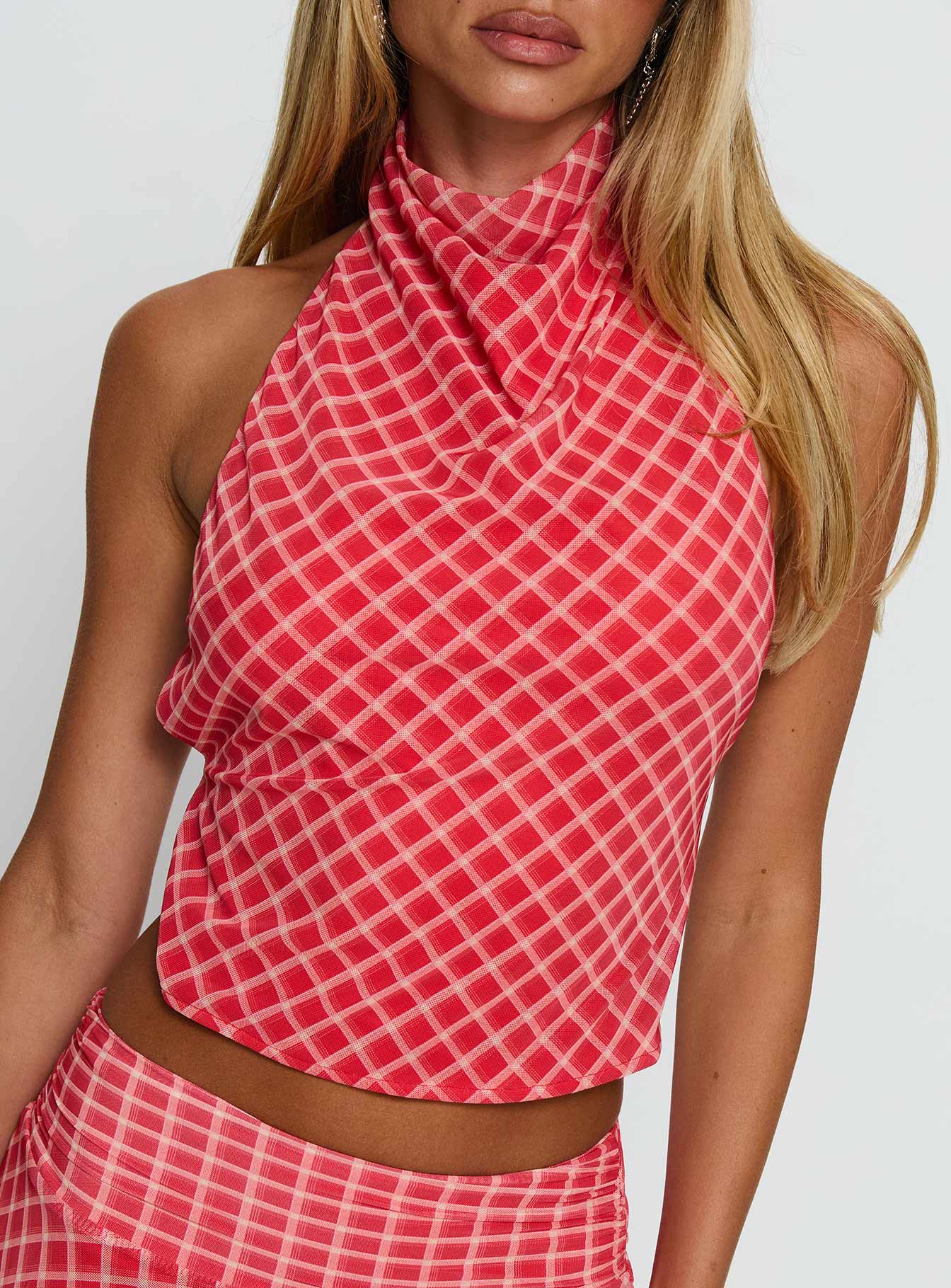 Scenic Route High Neck Top Red Check - Image 6
