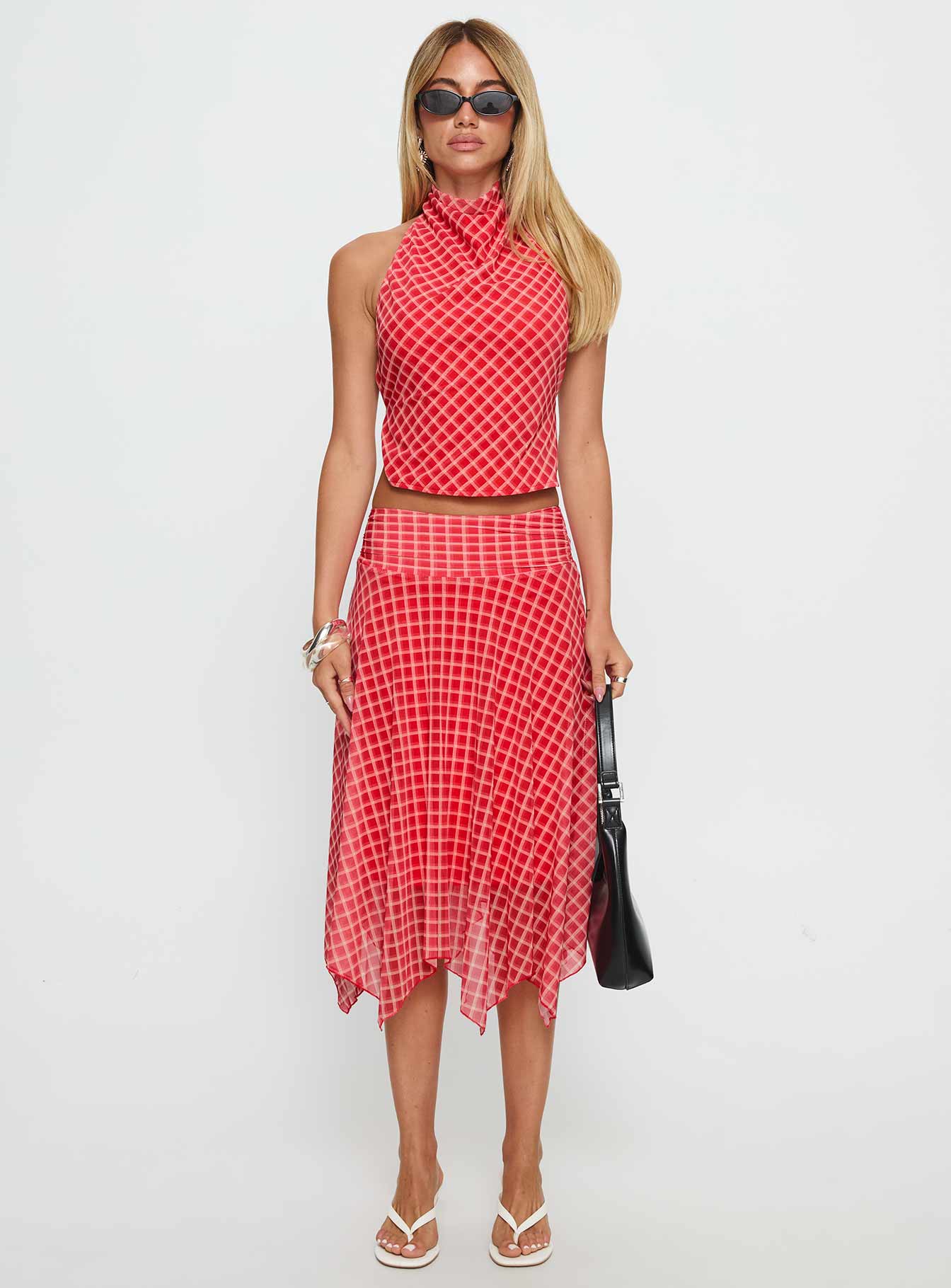 Scenic Route High Neck Top Red Check - Image 7