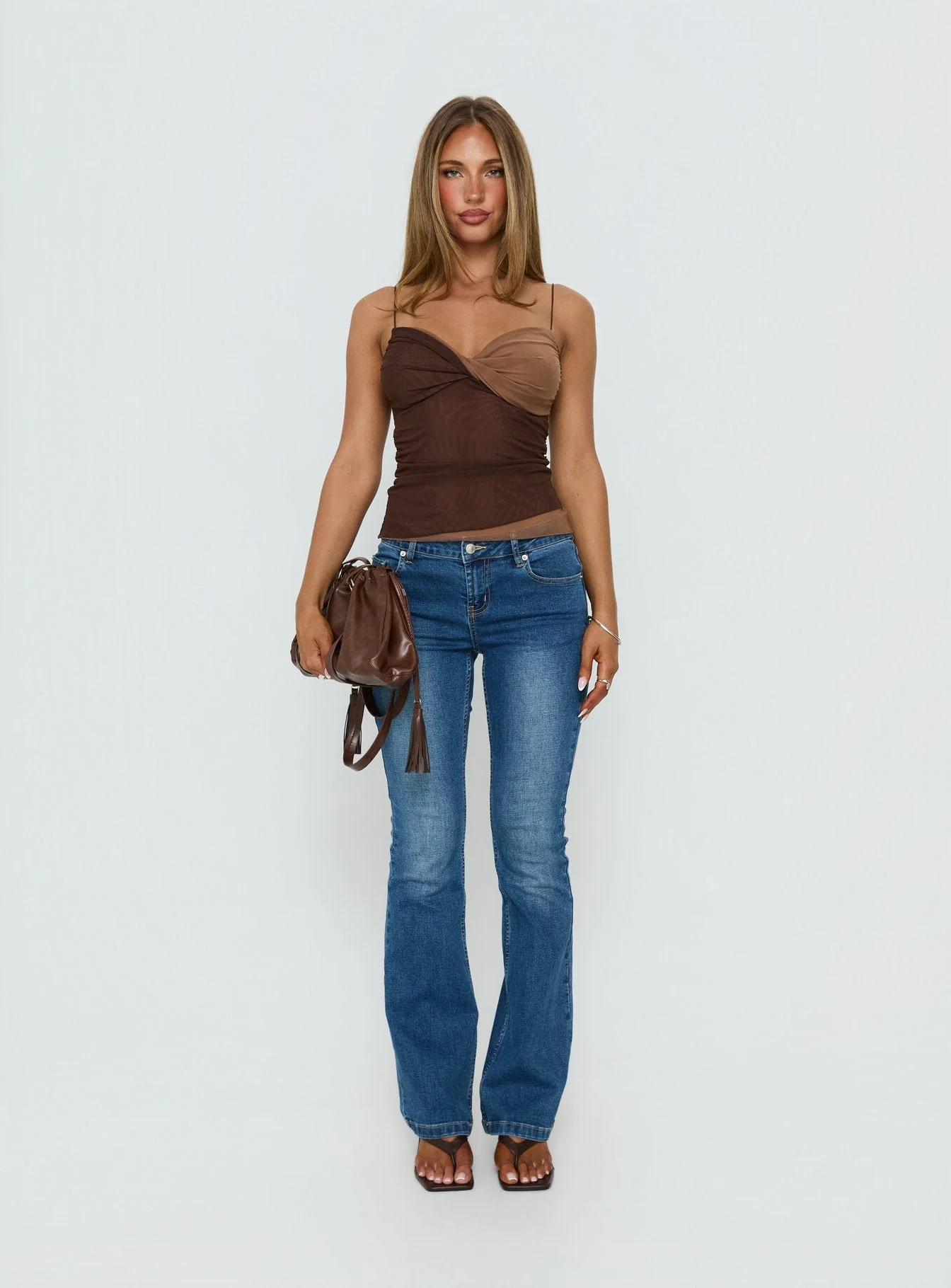 Seagrass Twisted Bust Ruched Top Chocolate - Image 6