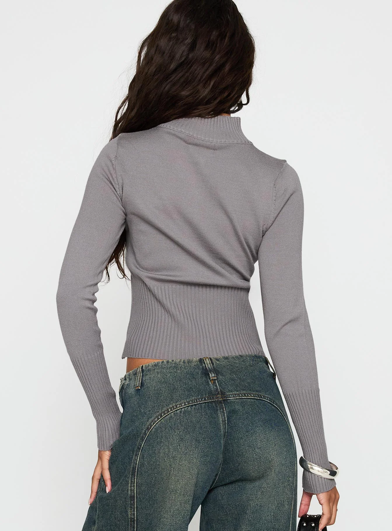 Set Adrift Zip Up Knit Sweater Mocha - Image 4