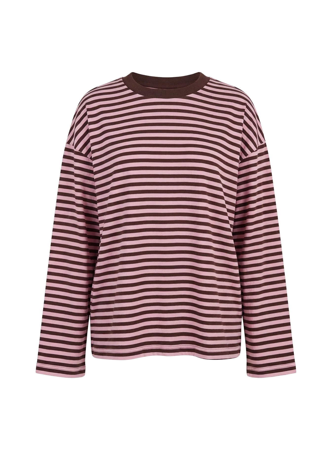 Settle Down Long Sleeve Top Pink / Brown Stripe - Image 10