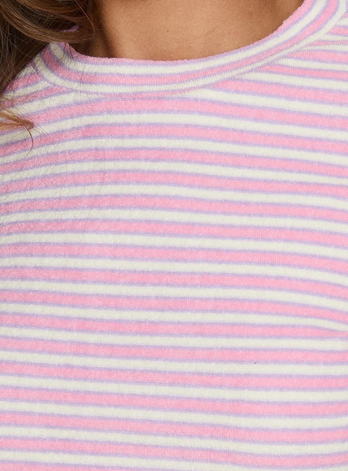 Settle Down Terry Baby Tee Pink Stripe - Image 6