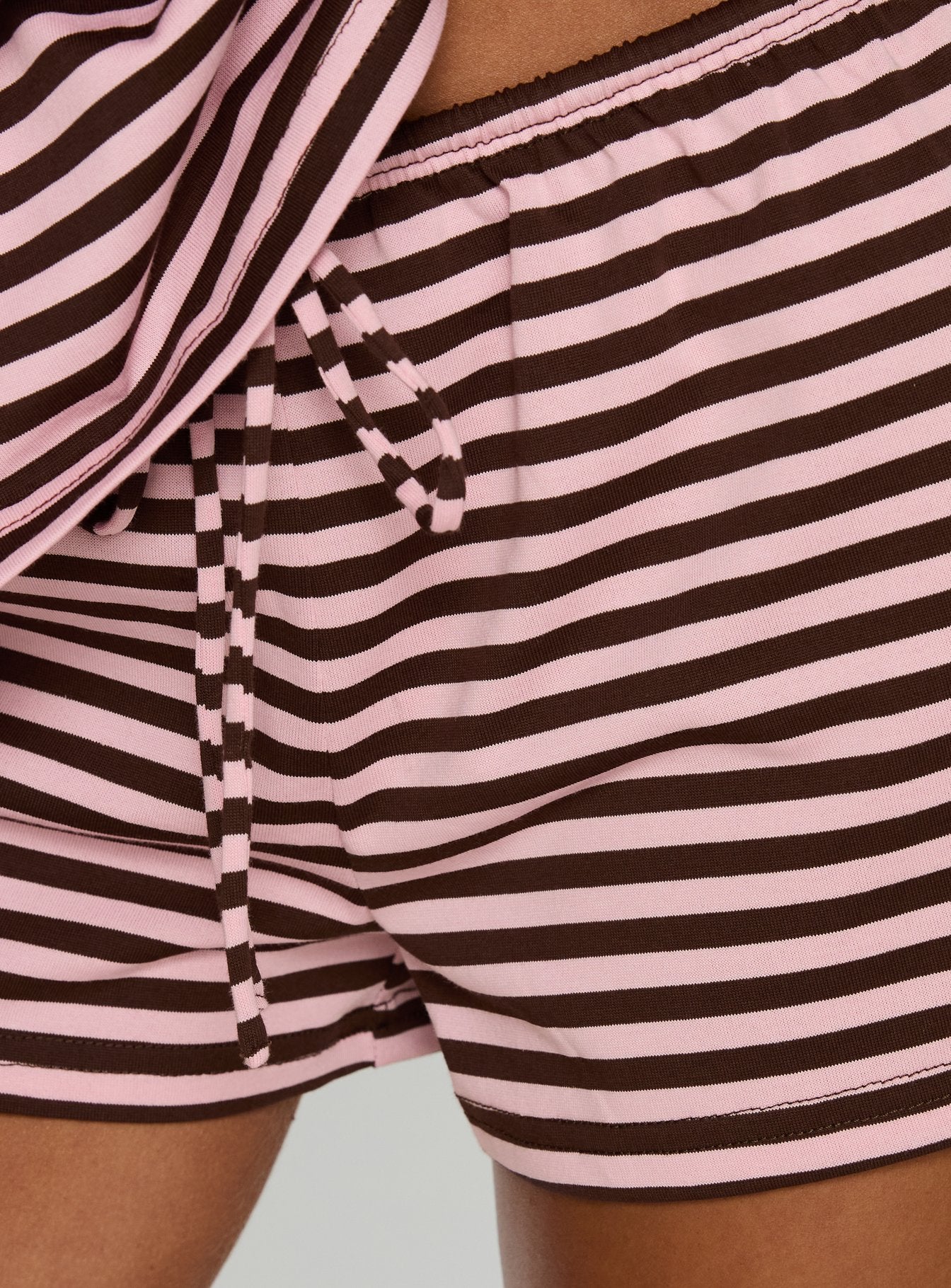 Settle Down Tie Shorts Pink / Brown Stripe - Image 6